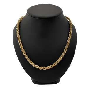 Vintage 18K Yellow Gold Rope Link Necklace (32 1/4")