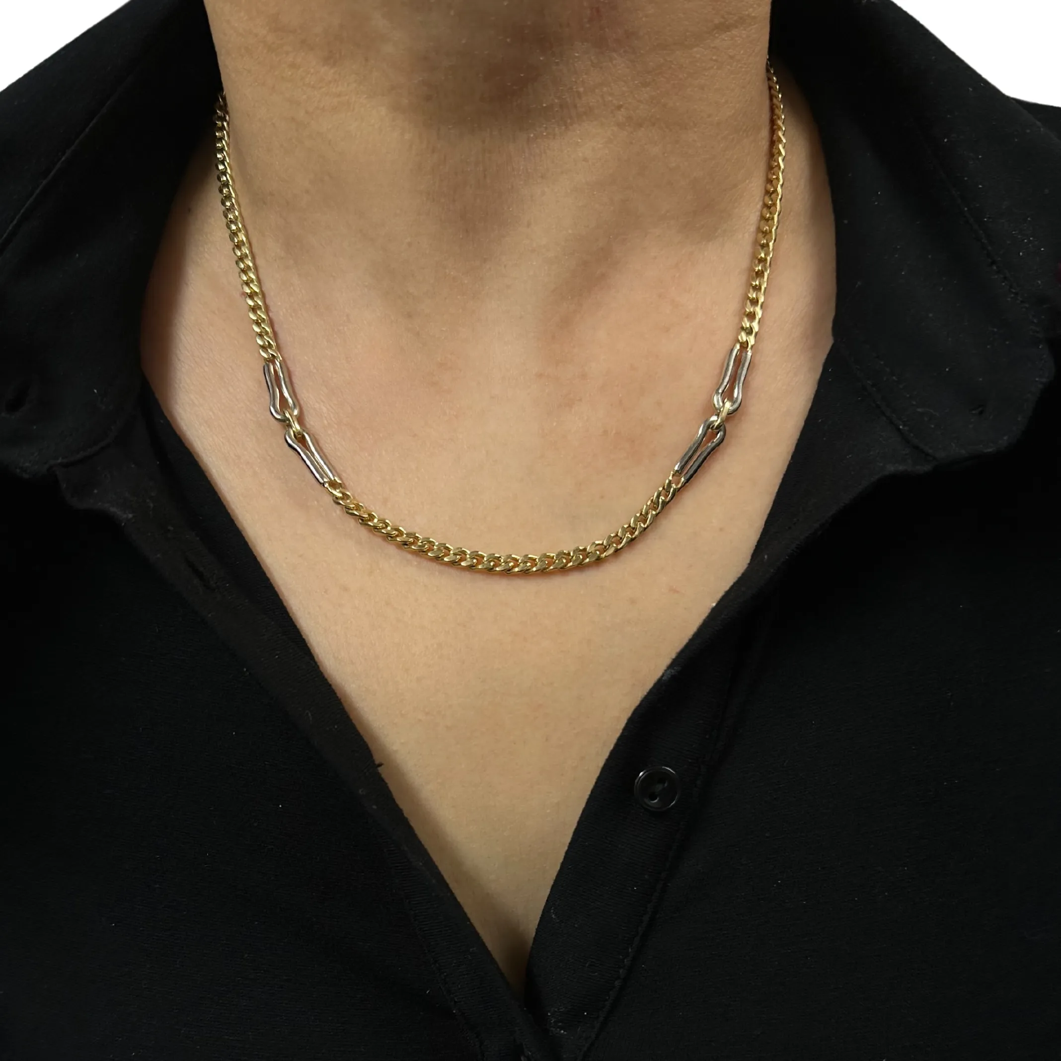 Vintage 18" Two Toned Gold Curb Link Necklace