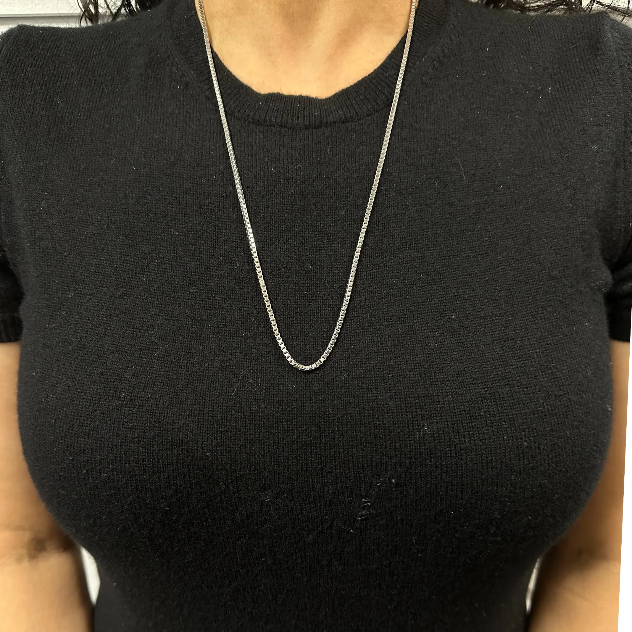 Vintage 24 1/2" White Gold Box Link Necklace