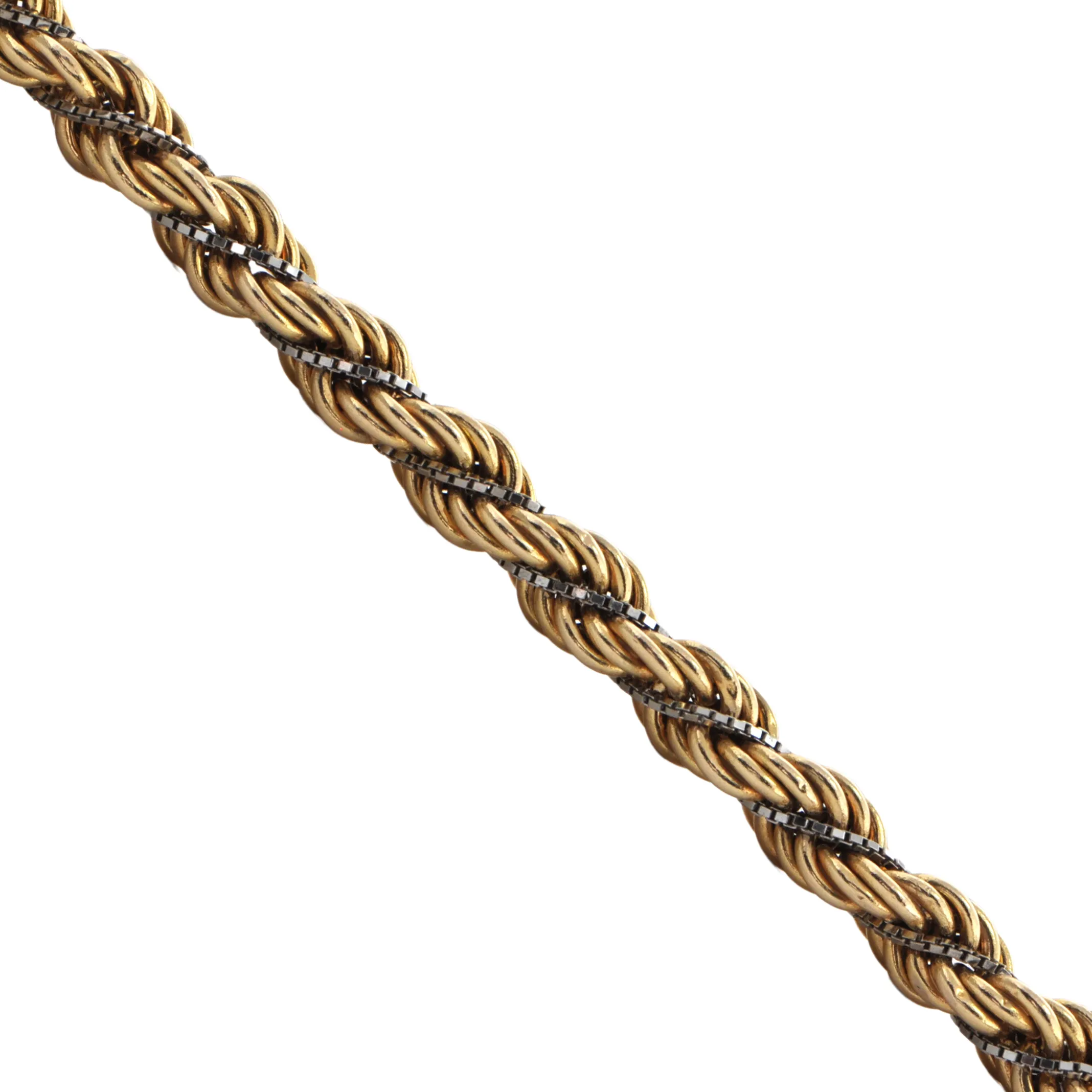Vintage 30 1/4" 14k Rope Necklace Yellow & White Gold