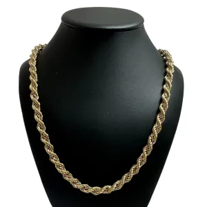 Vintage 30 1/4" 14k Rope Necklace Yellow & White Gold