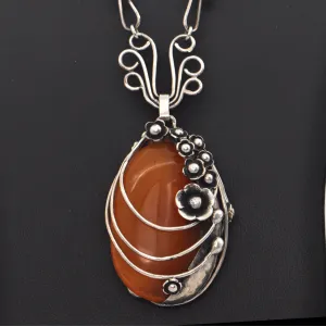Vintage Butterscotch Amber Sterling Necklace
