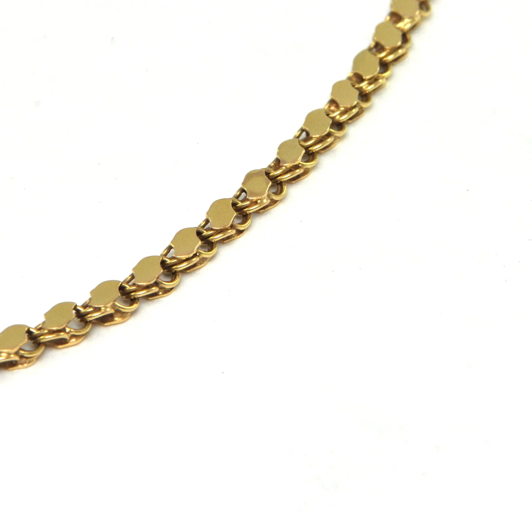 Vintage Chain Link Necklace with Flat Links in 18k Yellow Gold