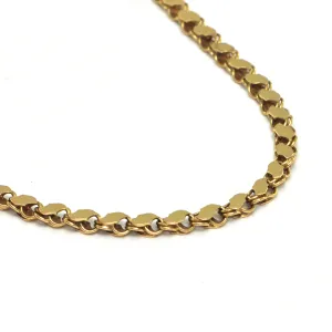 Vintage Chain Link Necklace with Flat Links in 18k Yellow Gold