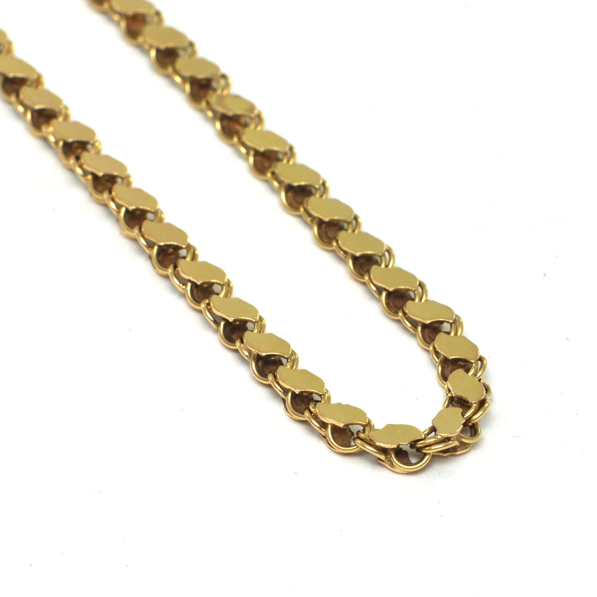 Vintage Chain Link Necklace with Flat Links in 18k Yellow Gold