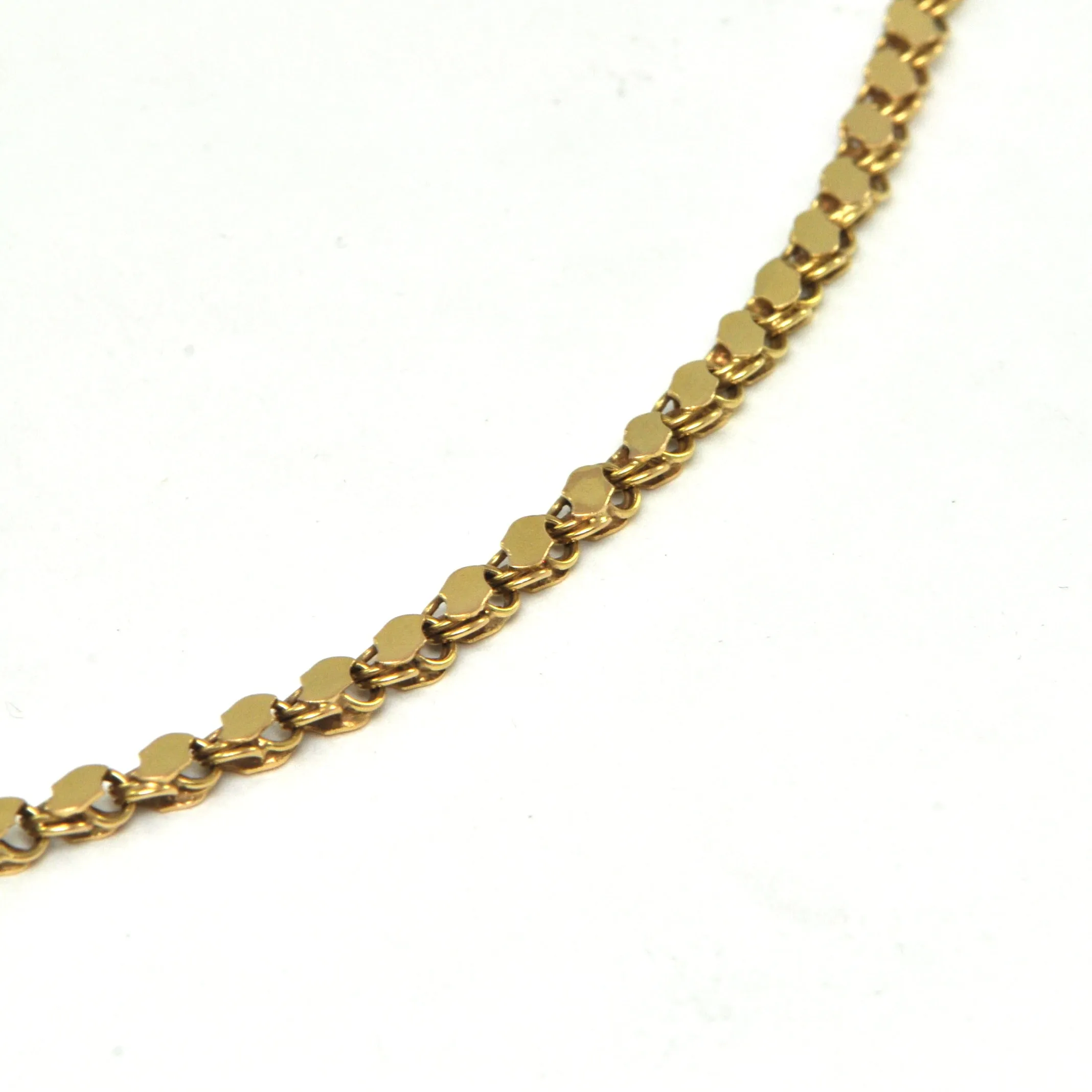 Vintage Chain Link Necklace with Flat Links in 18k Yellow Gold