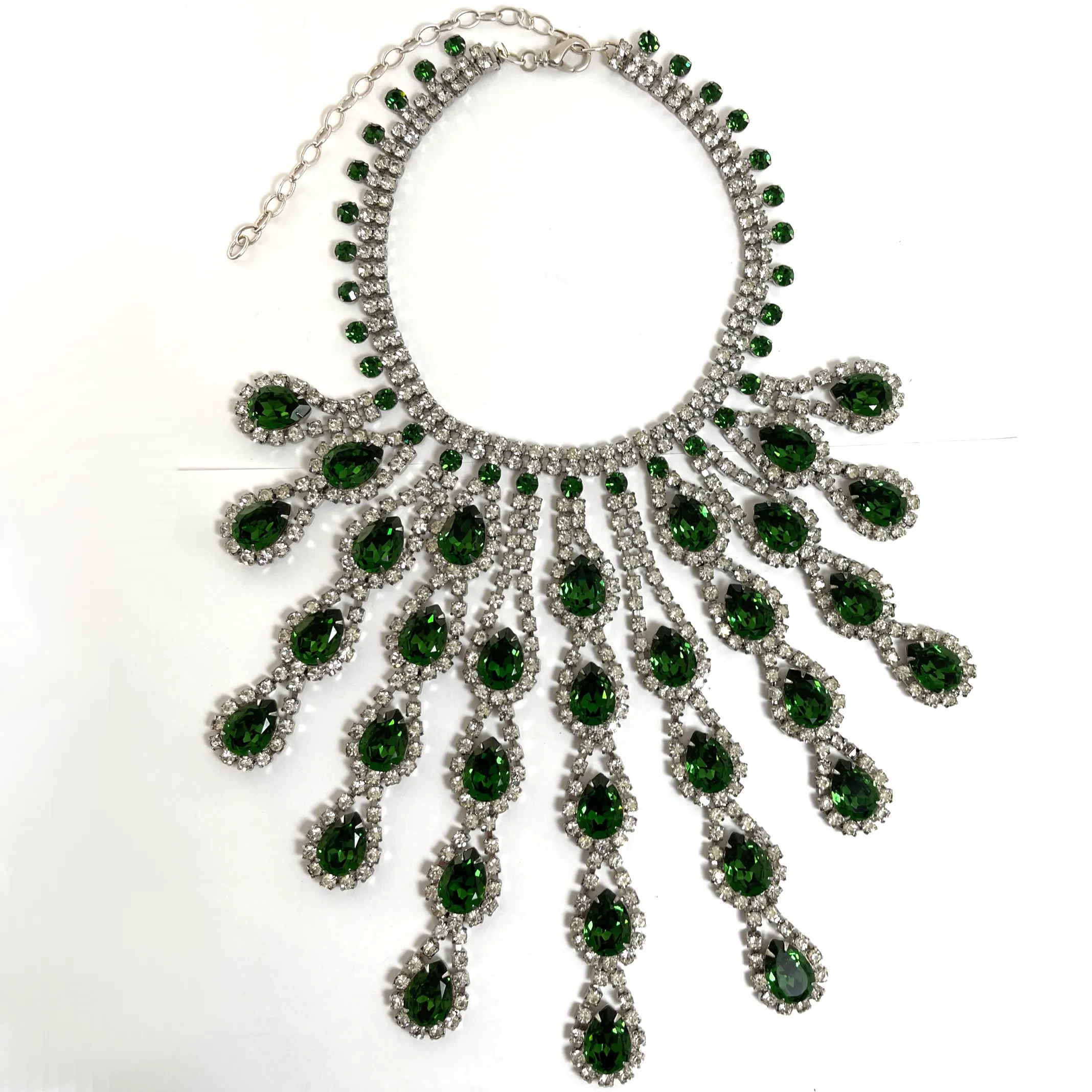 Vintage Costume Rhinestone Bib Necklace