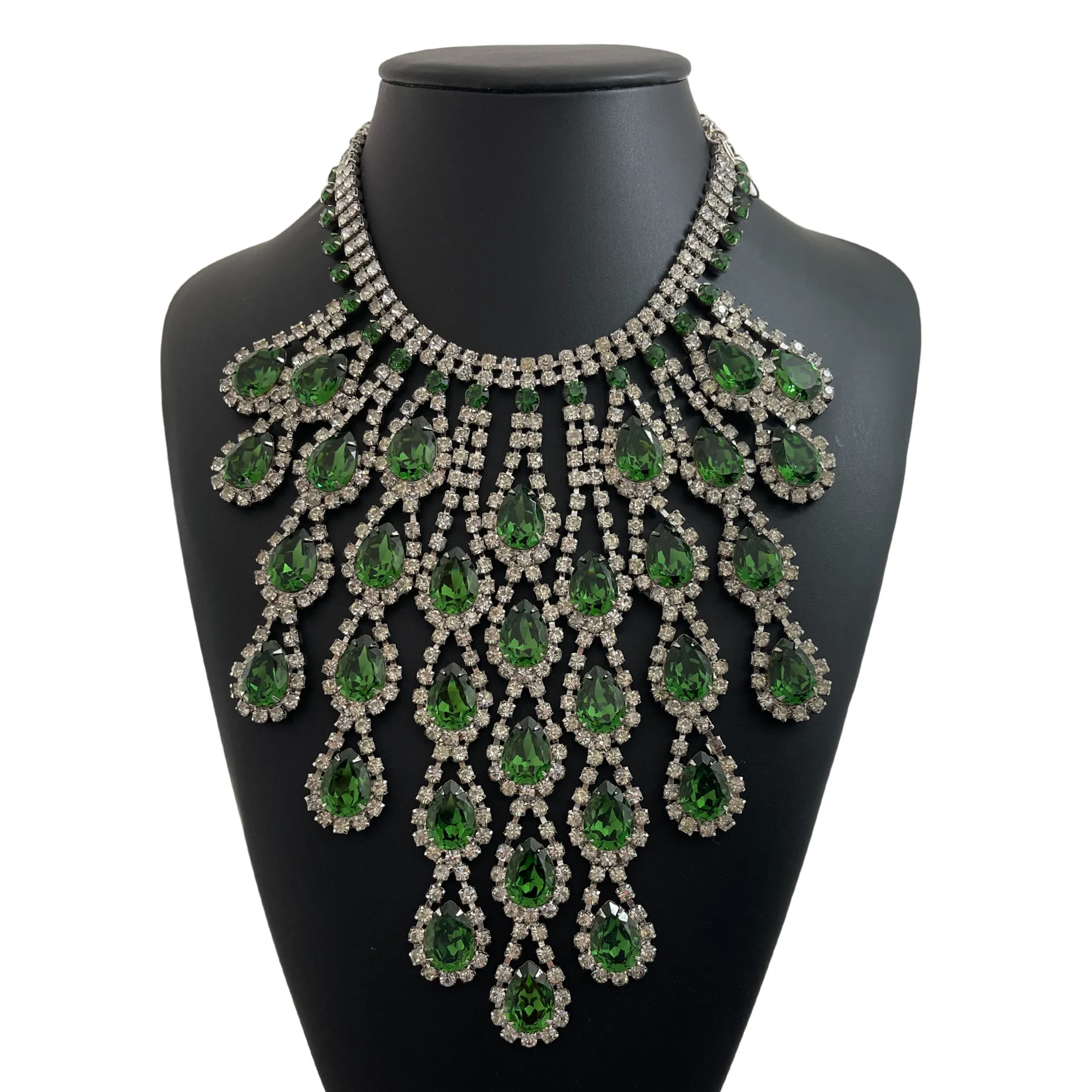Vintage Costume Rhinestone Bib Necklace