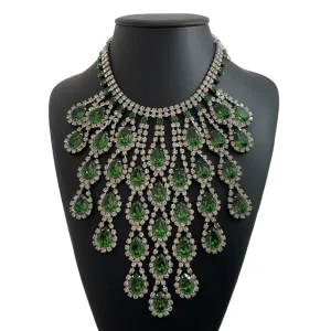 Vintage Costume Rhinestone Bib Necklace