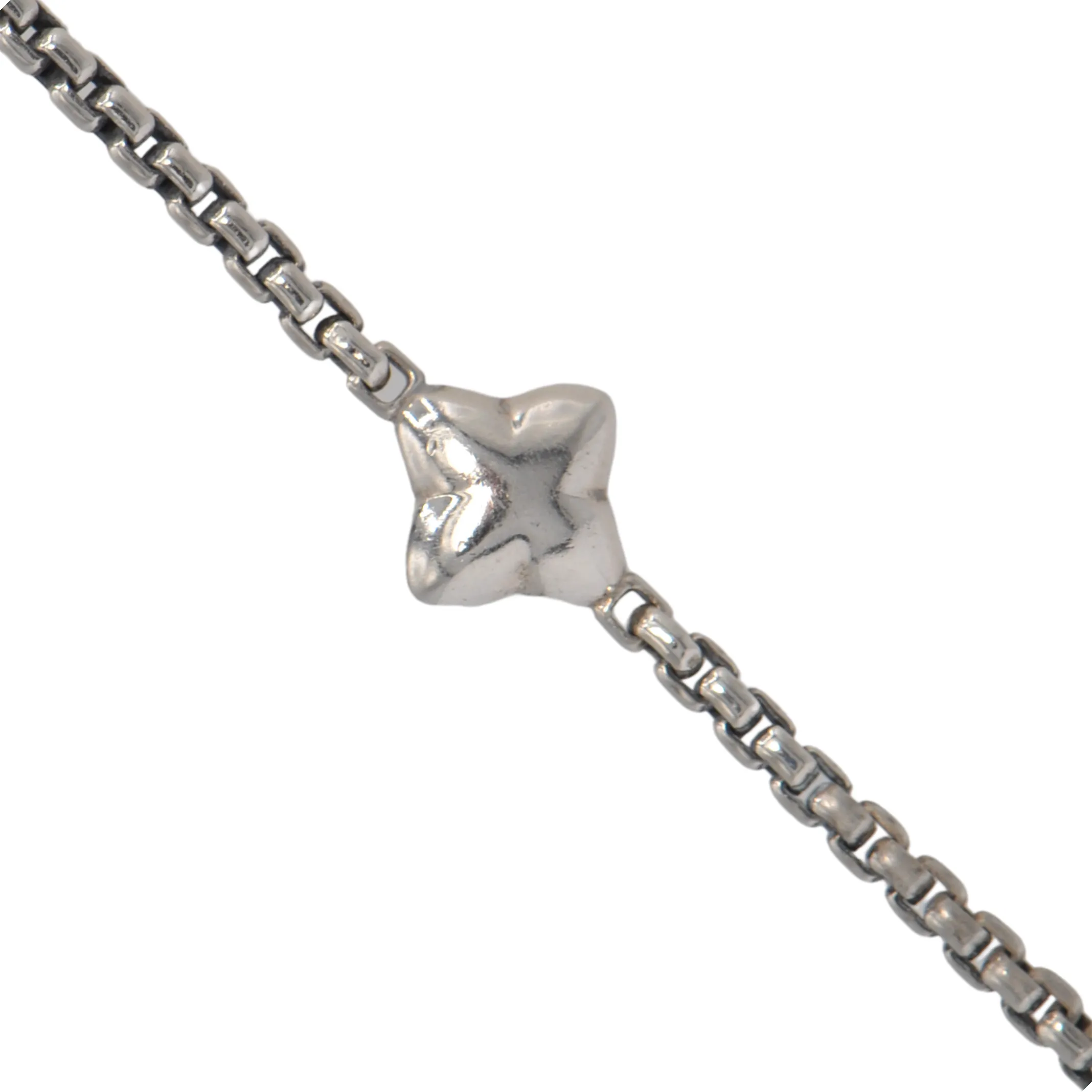 Vintage David Yurman Sterling Silver Quatrefoil Box Chain Necklace