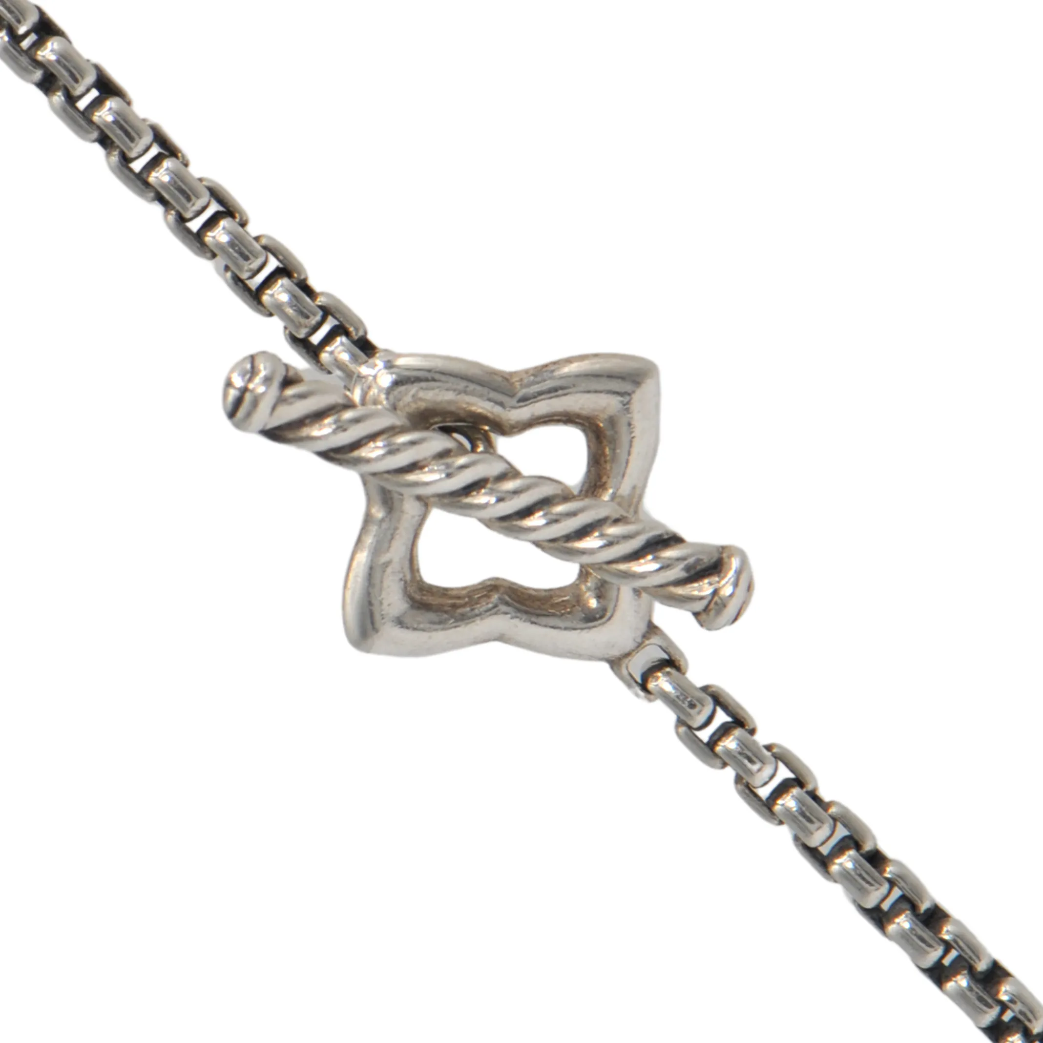Vintage David Yurman Sterling Silver Quatrefoil Box Chain Necklace