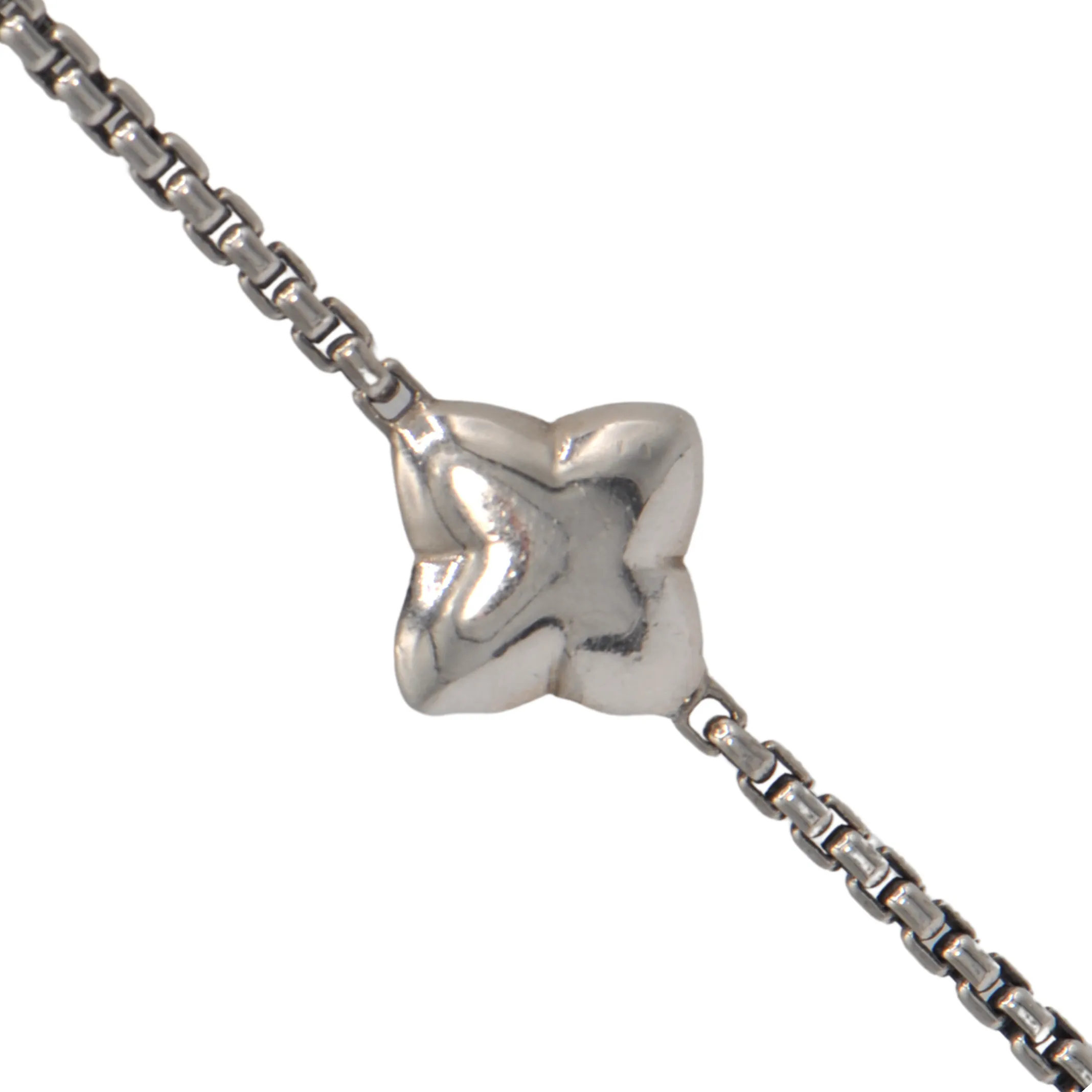 Vintage David Yurman Sterling Silver Quatrefoil Box Chain Necklace