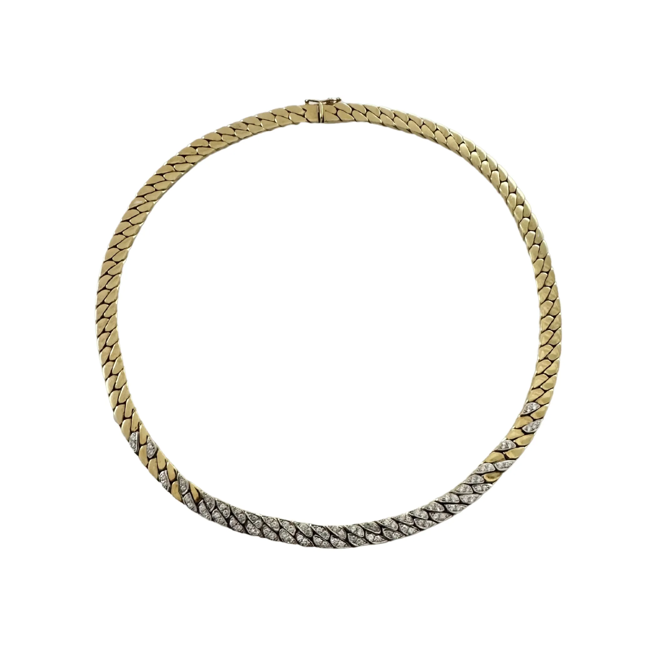 Vintage Diamond 14k Gold Curb Link Necklace