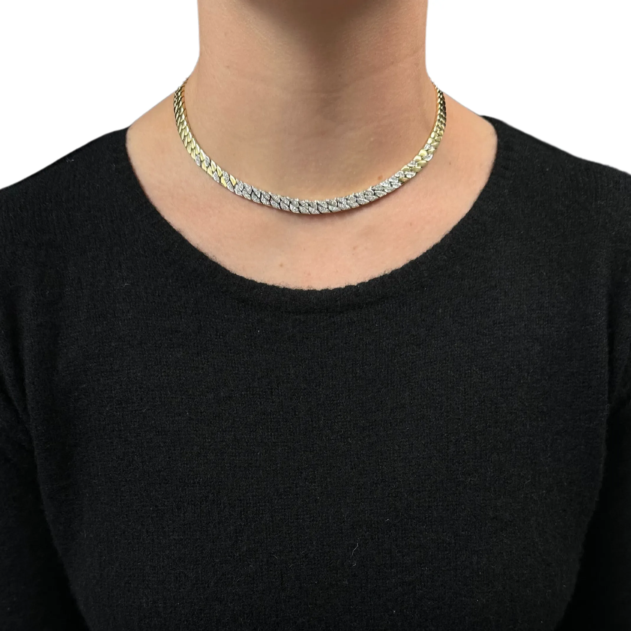 Vintage Diamond 14k Gold Curb Link Necklace