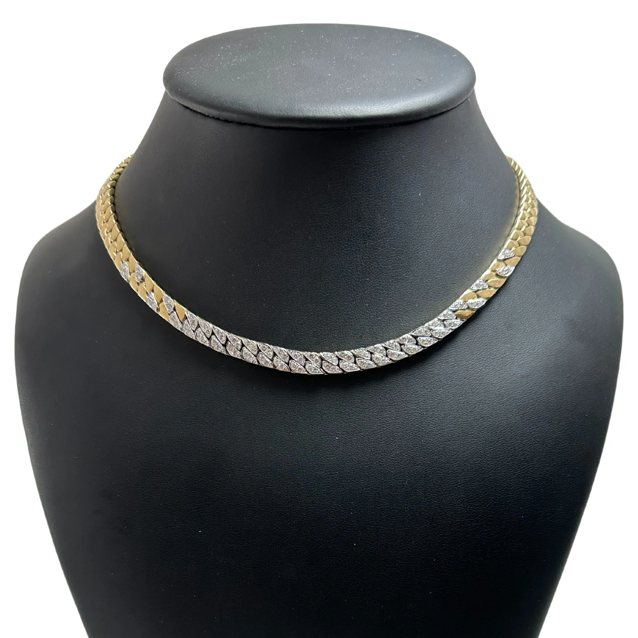 Vintage Diamond 14k Gold Curb Link Necklace