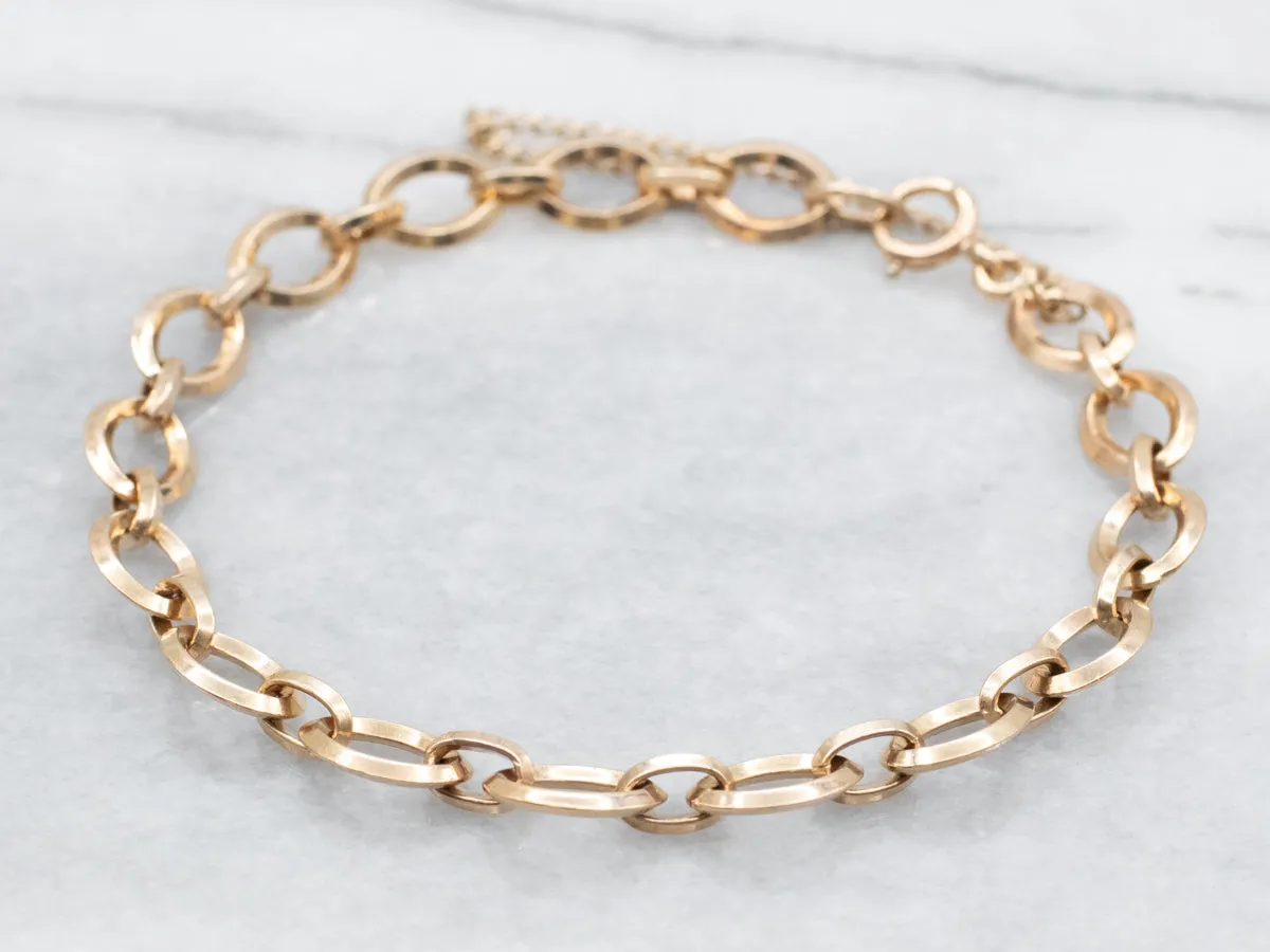 Vintage Gold Oval Link Bracelet with Safety Chain