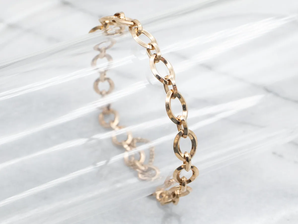 Vintage Gold Oval Link Bracelet with Safety Chain