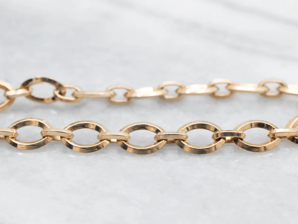 Vintage Gold Oval Link Bracelet with Safety Chain