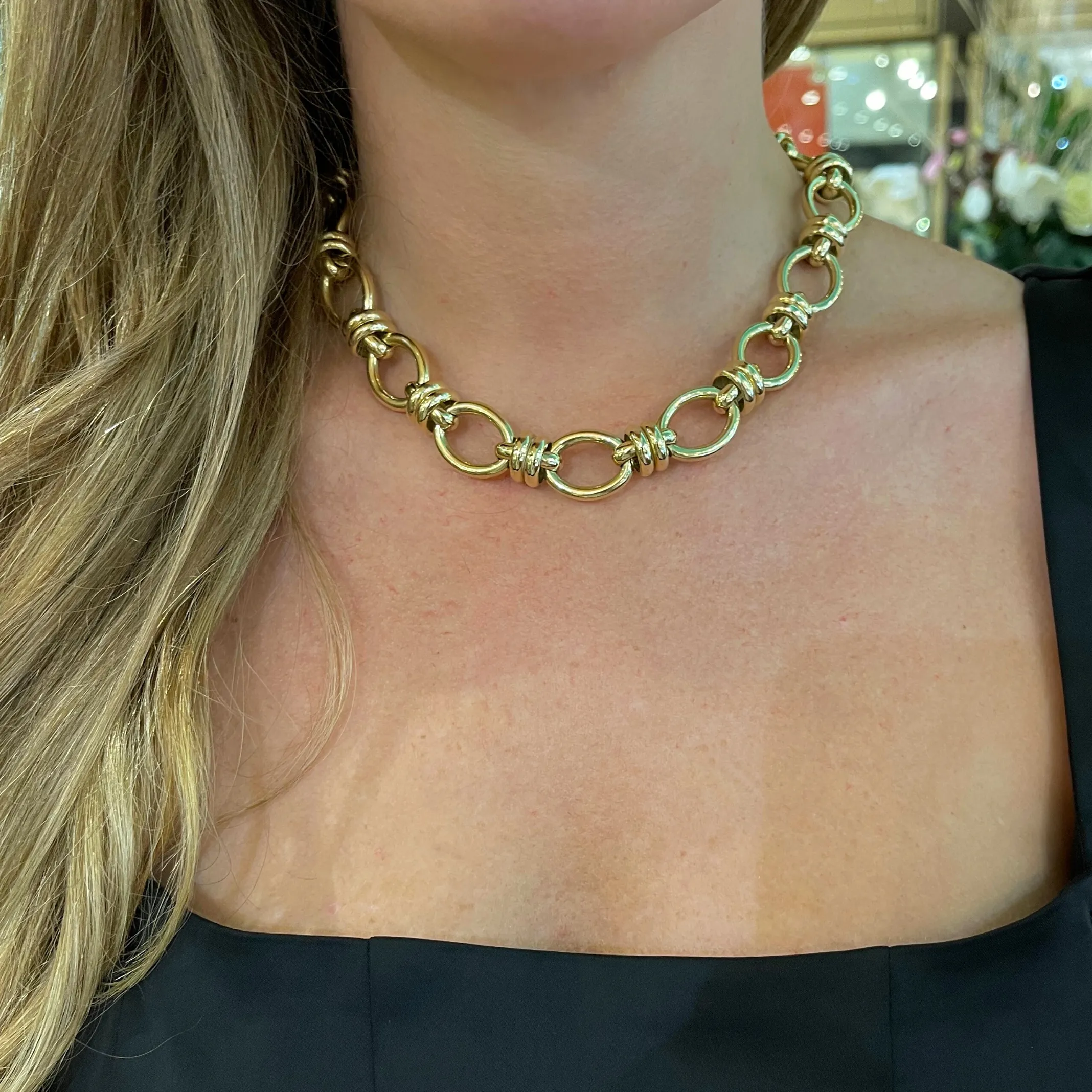 Vintage Italian 14K Gold Large Oval Link Necklace