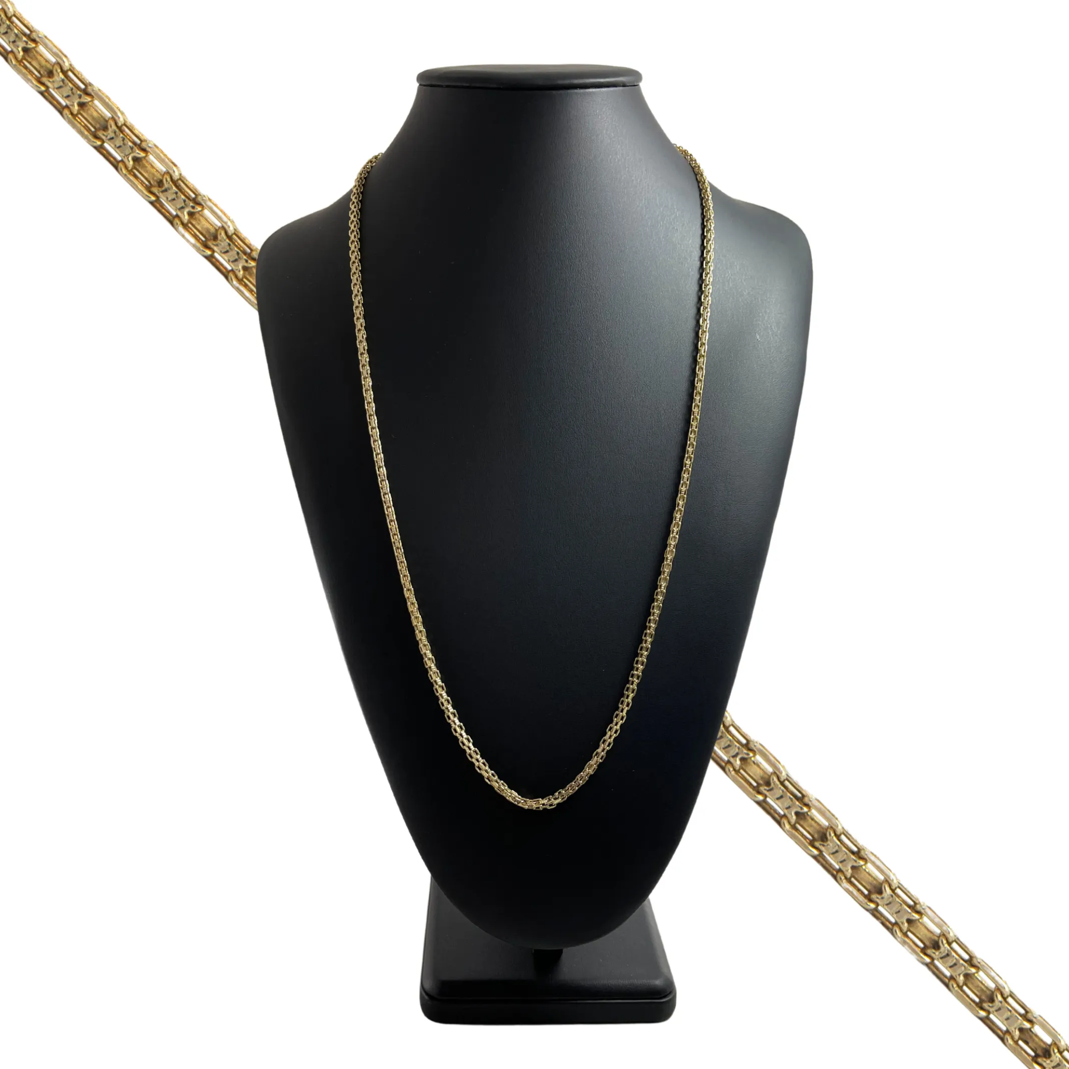 Vintage Italian 14K Gold Rectangular Box Link Necklace