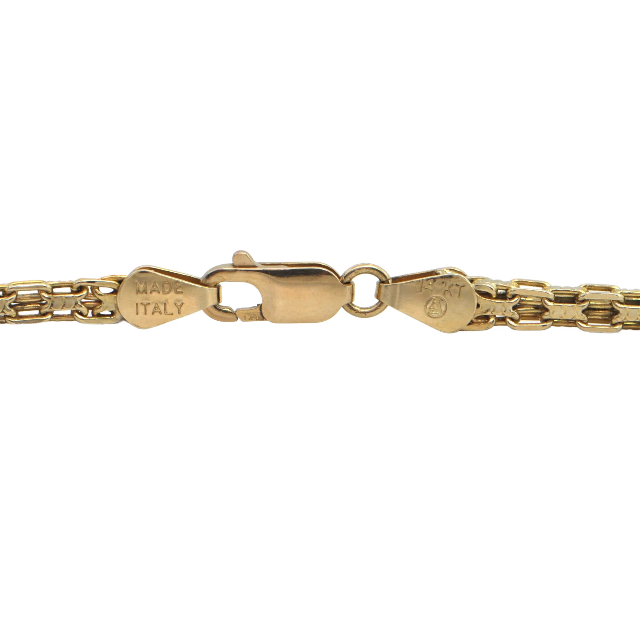Vintage Italian 14K Gold Rectangular Box Link Necklace