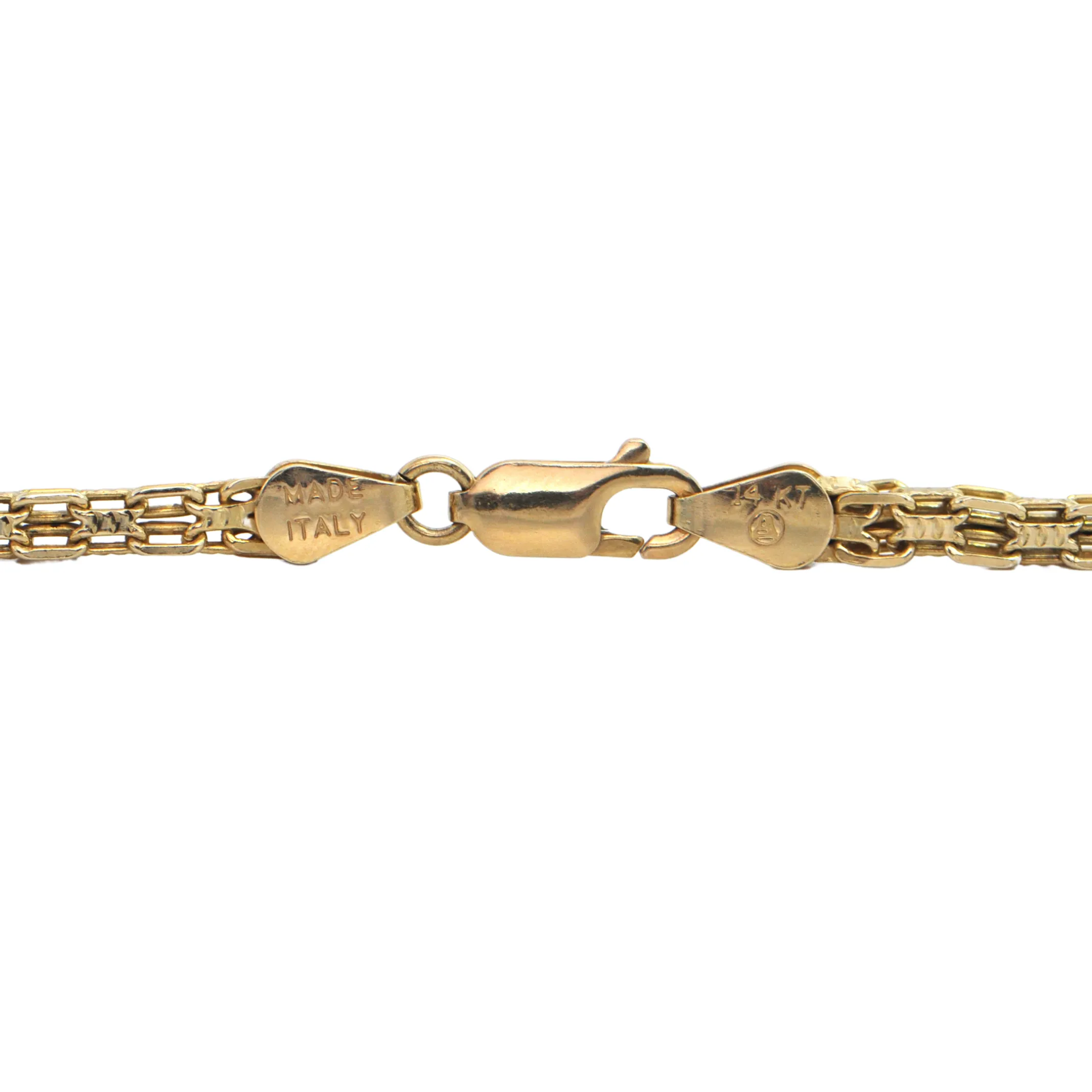 Vintage Italian 14K Gold Rectangular Box Link Necklace