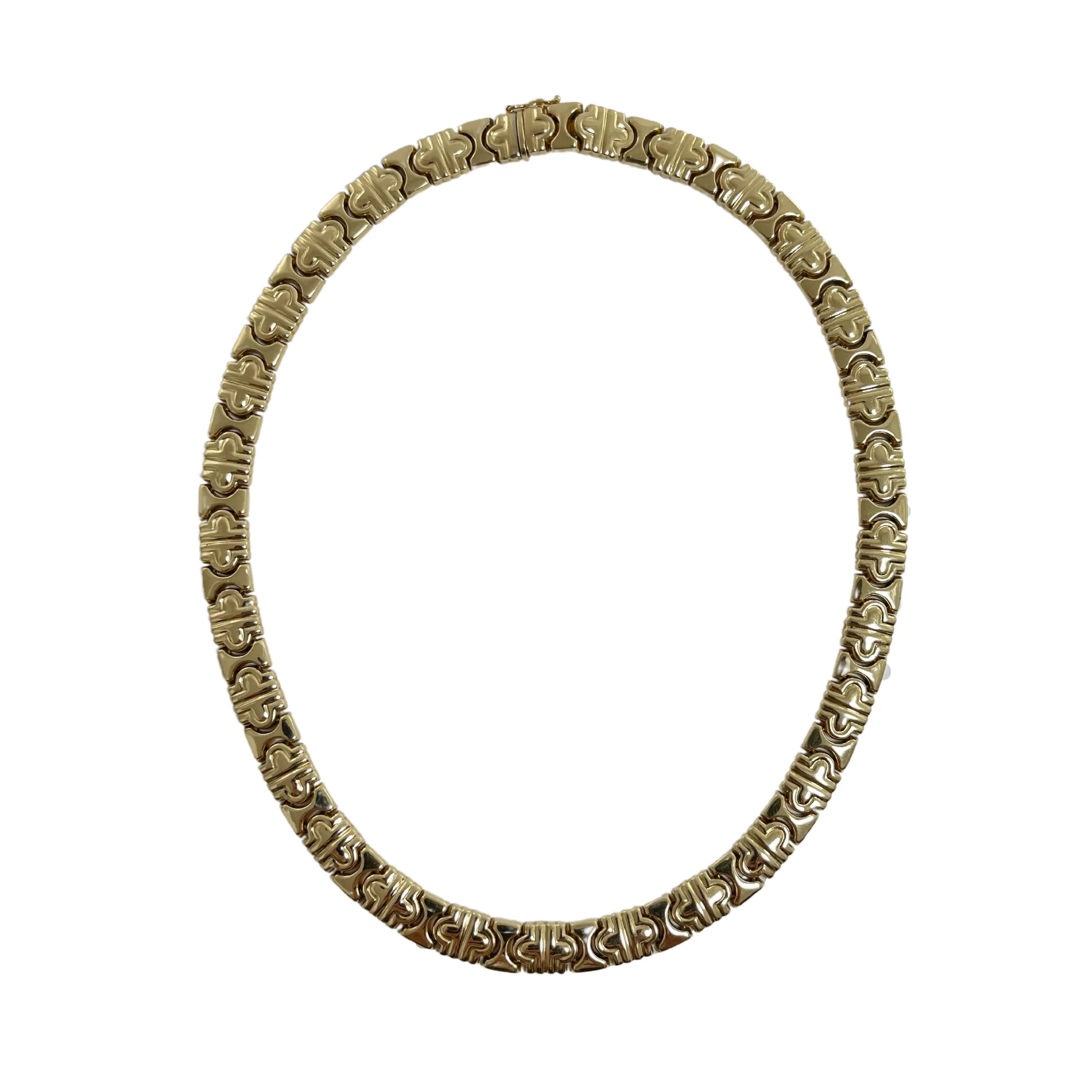 Vintage Italian 14K Yellow Gold Fancy Link Choker Necklace