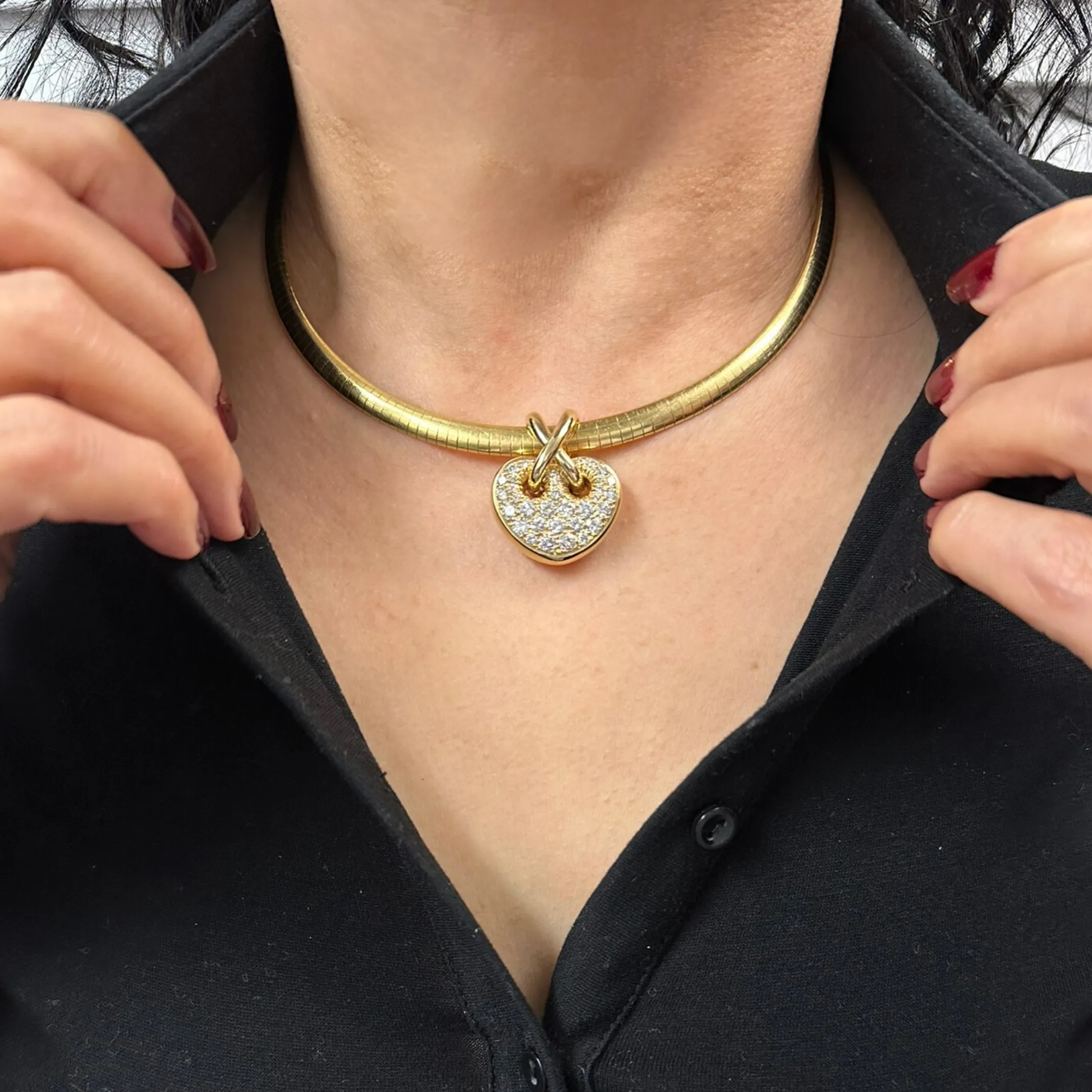 Vintage Italian 18k Gold Omega Link Collar Necklace