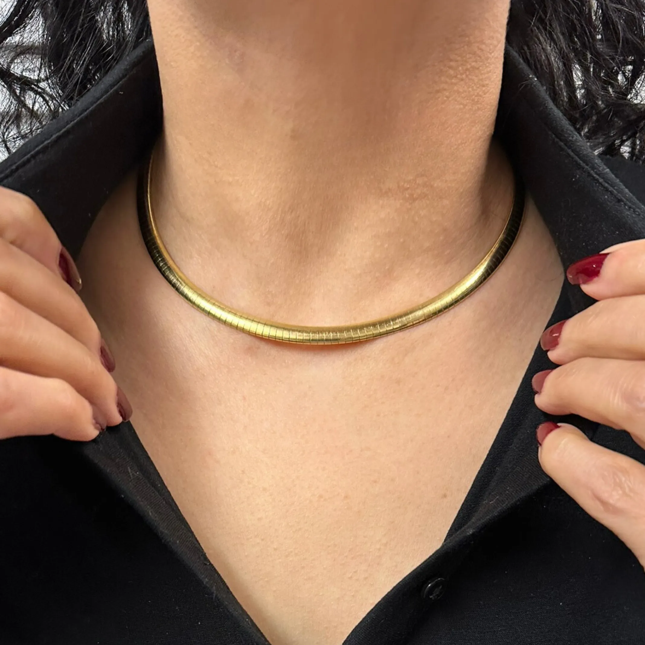 Vintage Italian 18k Gold Omega Link Collar Necklace