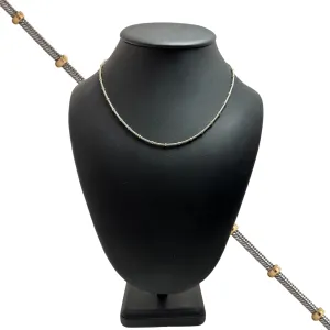 Vintage Italian 18k White Gold Snake Link Chain Necklace with Yellow Gold Rondelle Stations