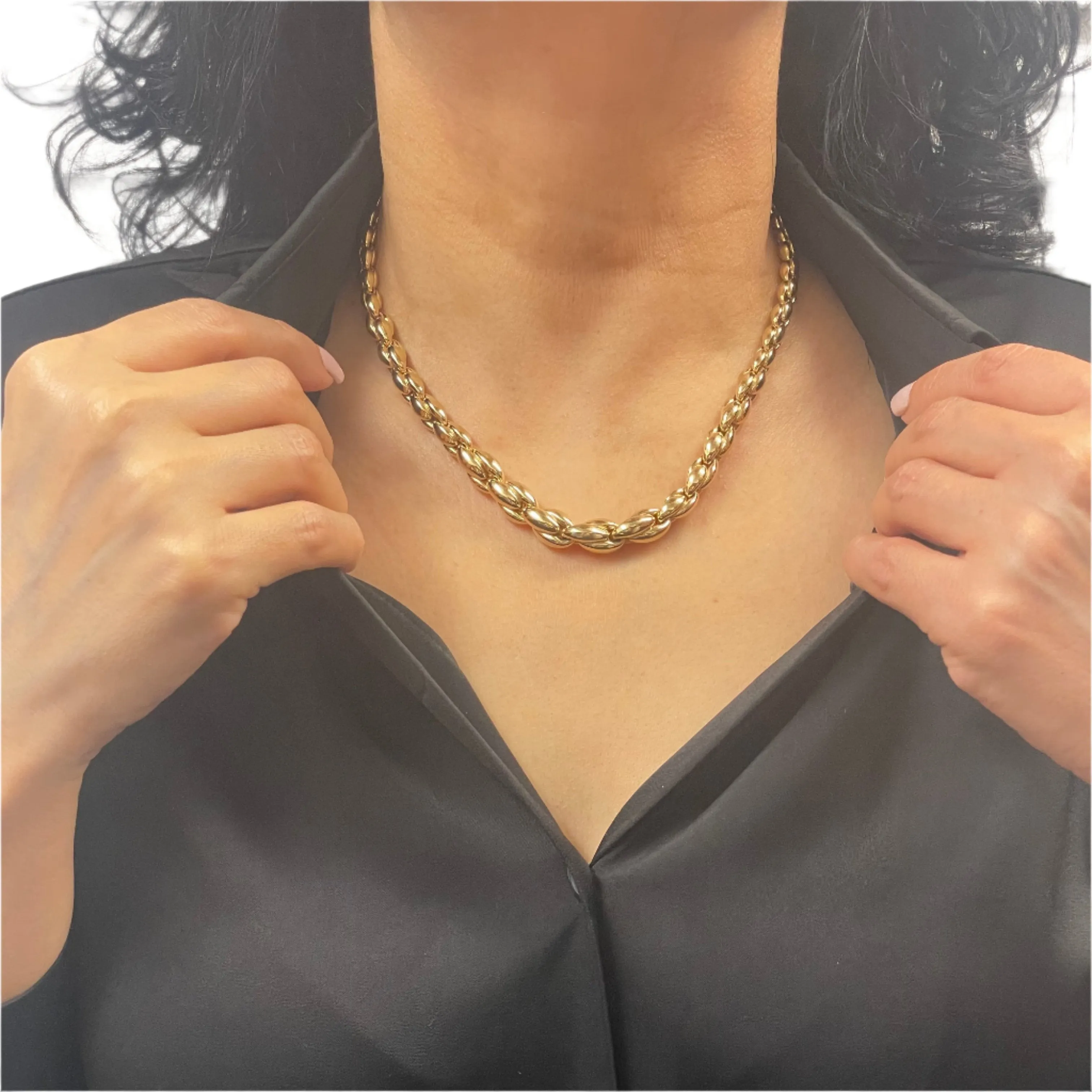 VINTAGE ITALIAN 18K YELLOW GOLD GRADUATED FANCY LINK