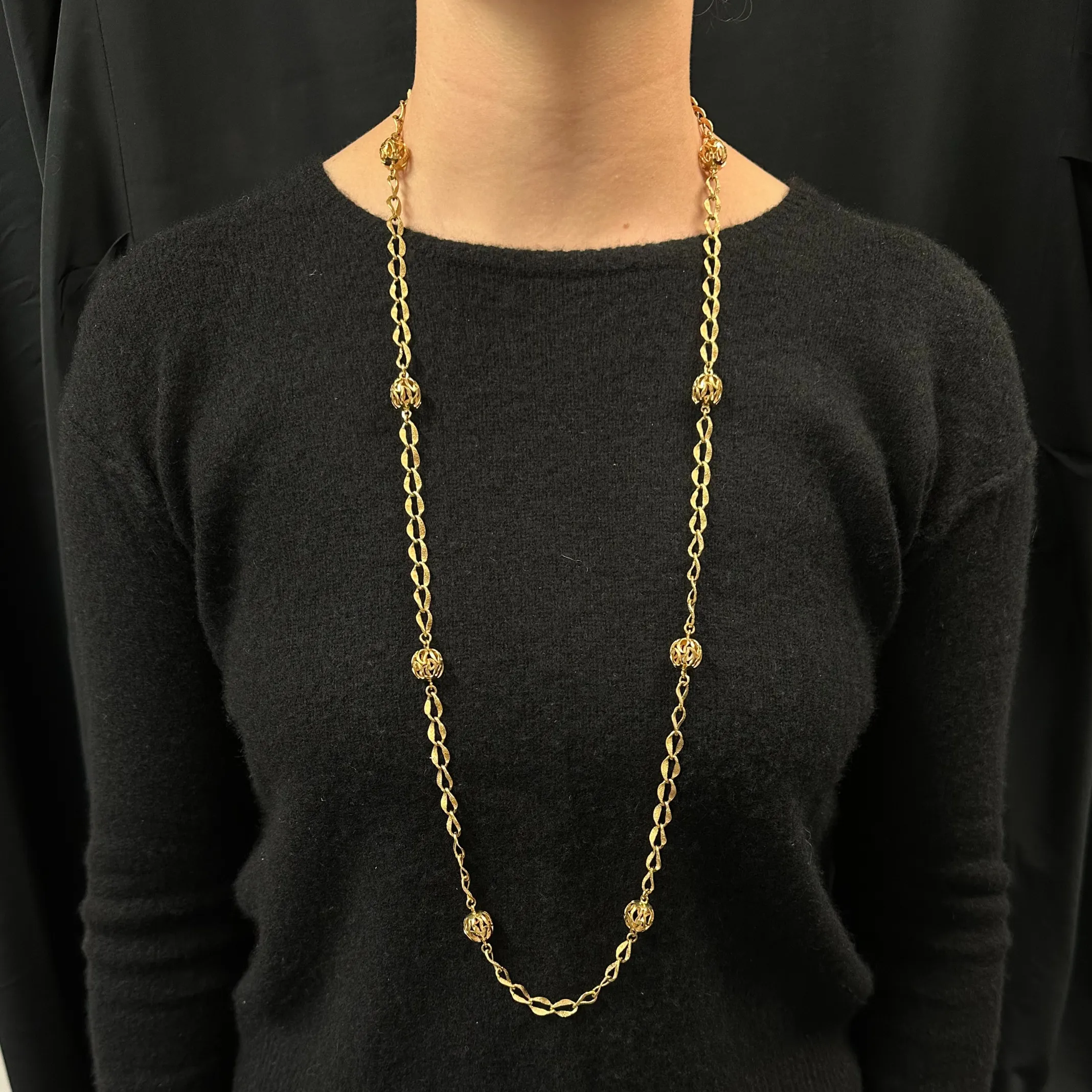 Vintage Italian 36 3/4"Yellow Gold Fancy Link Necklace
