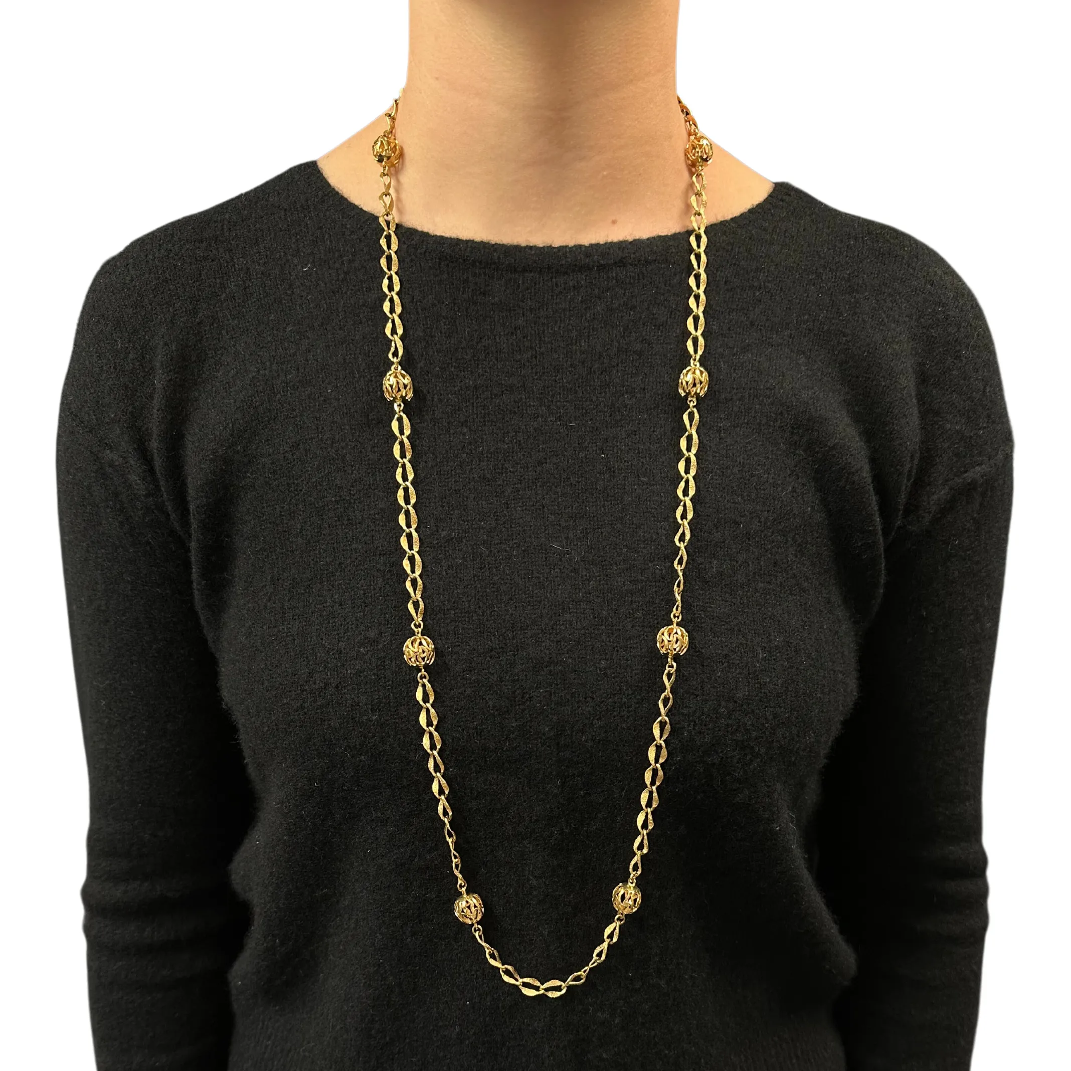 Vintage Italian 36 3/4"Yellow Gold Fancy Link Necklace