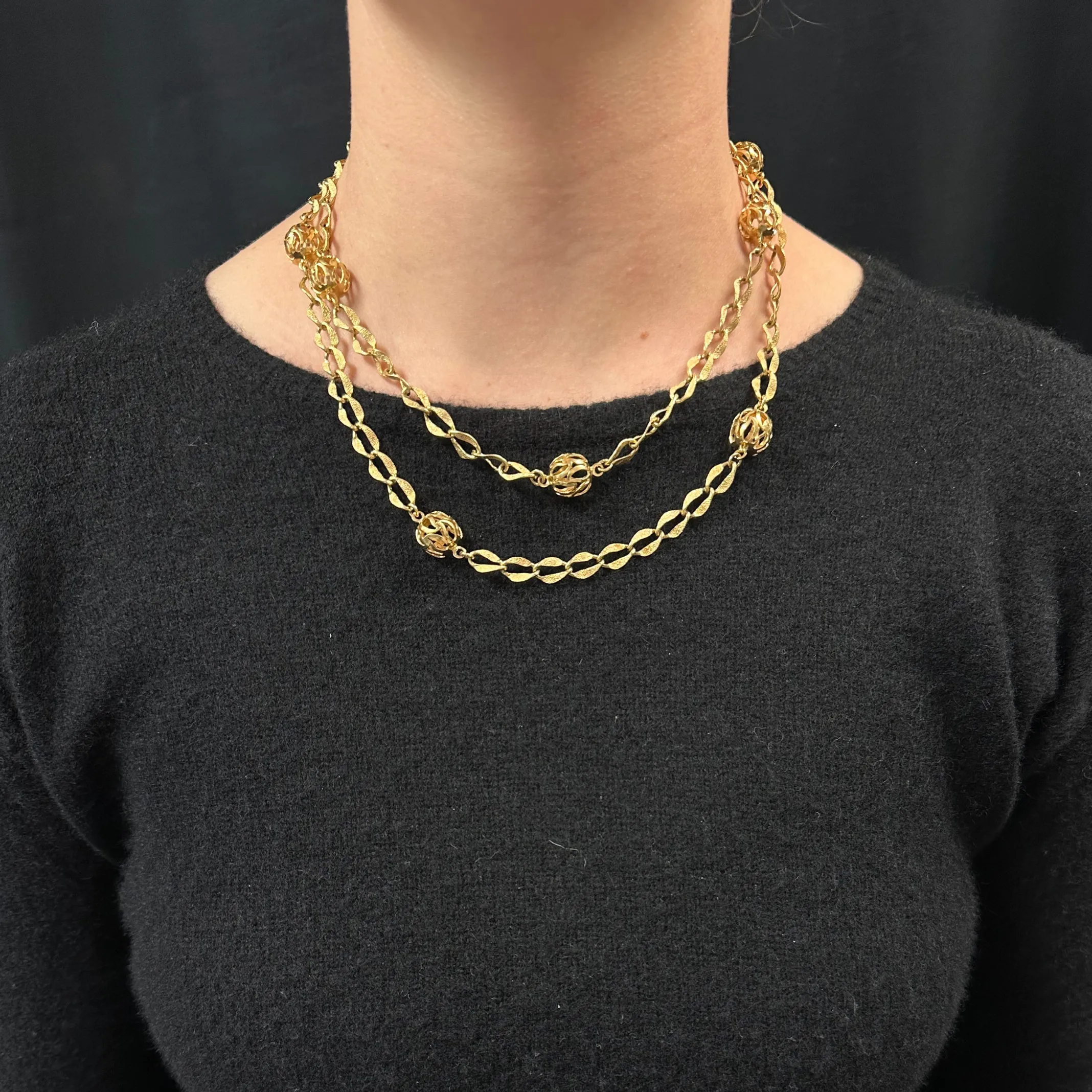Vintage Italian 36 3/4"Yellow Gold Fancy Link Necklace