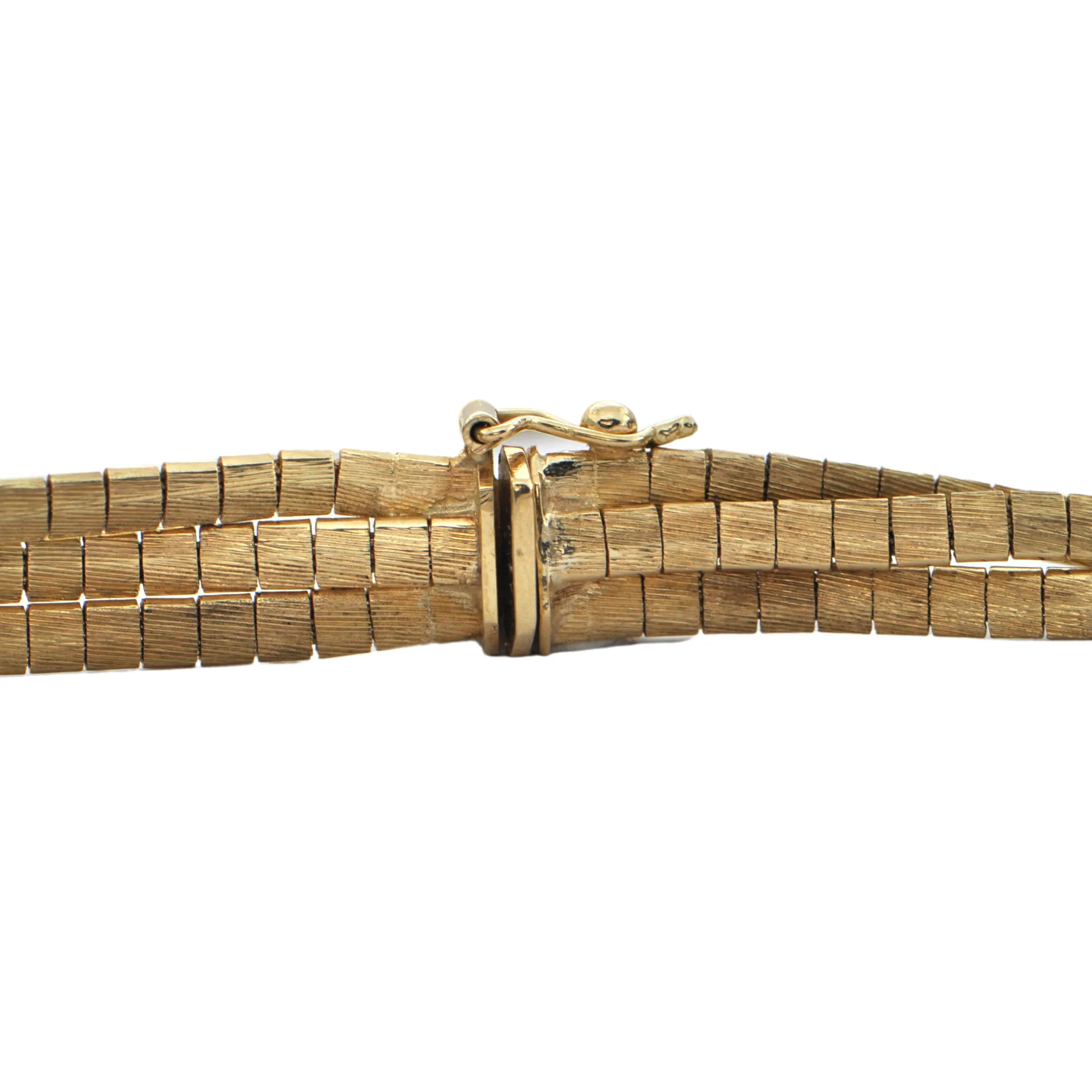Vintage Italian Gold Three-Strand Omega Link Necklace