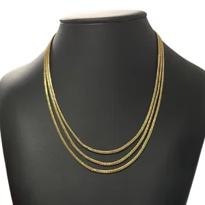 Vintage Italian Gold Three-Strand Omega Link Necklace