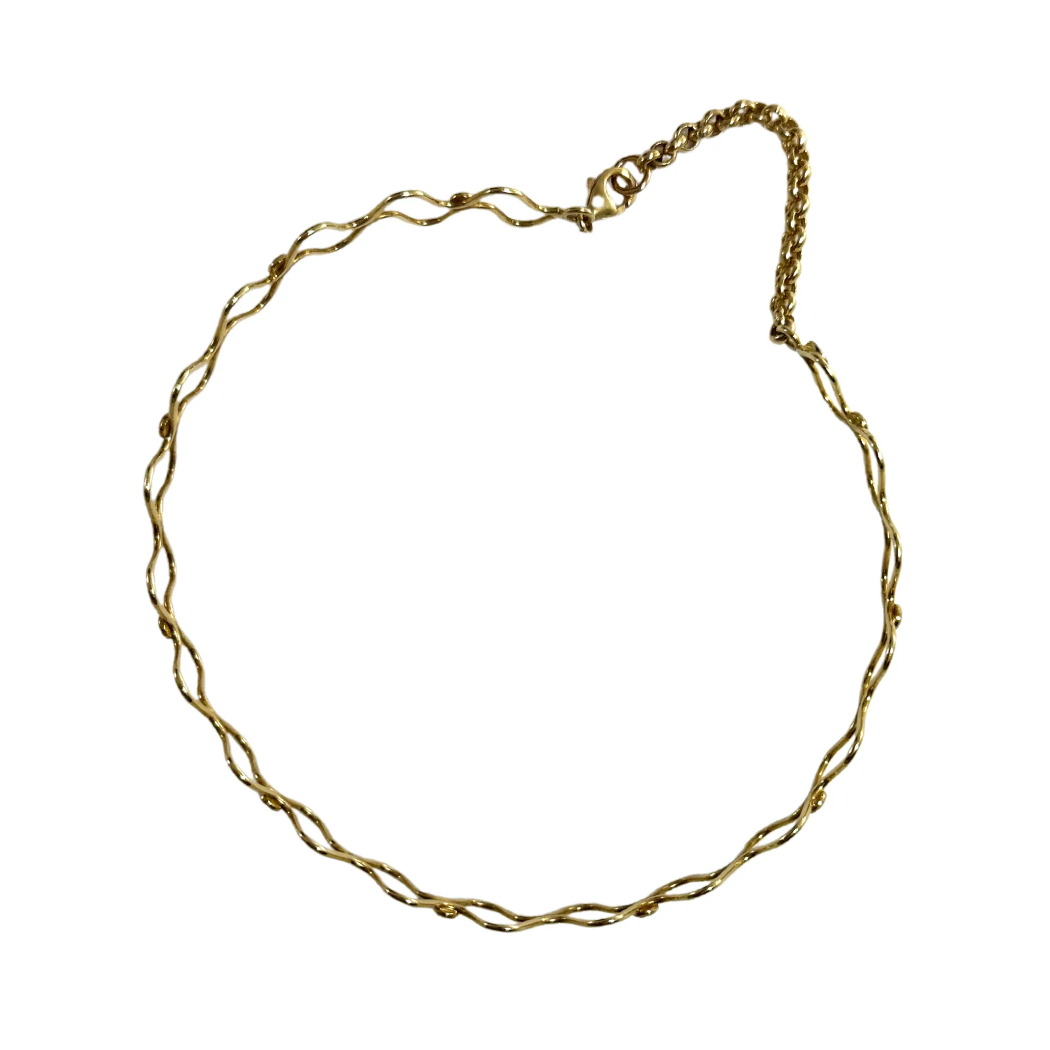 Vintage Italian Solid 18K Gold Zig-Zag Choker Necklace