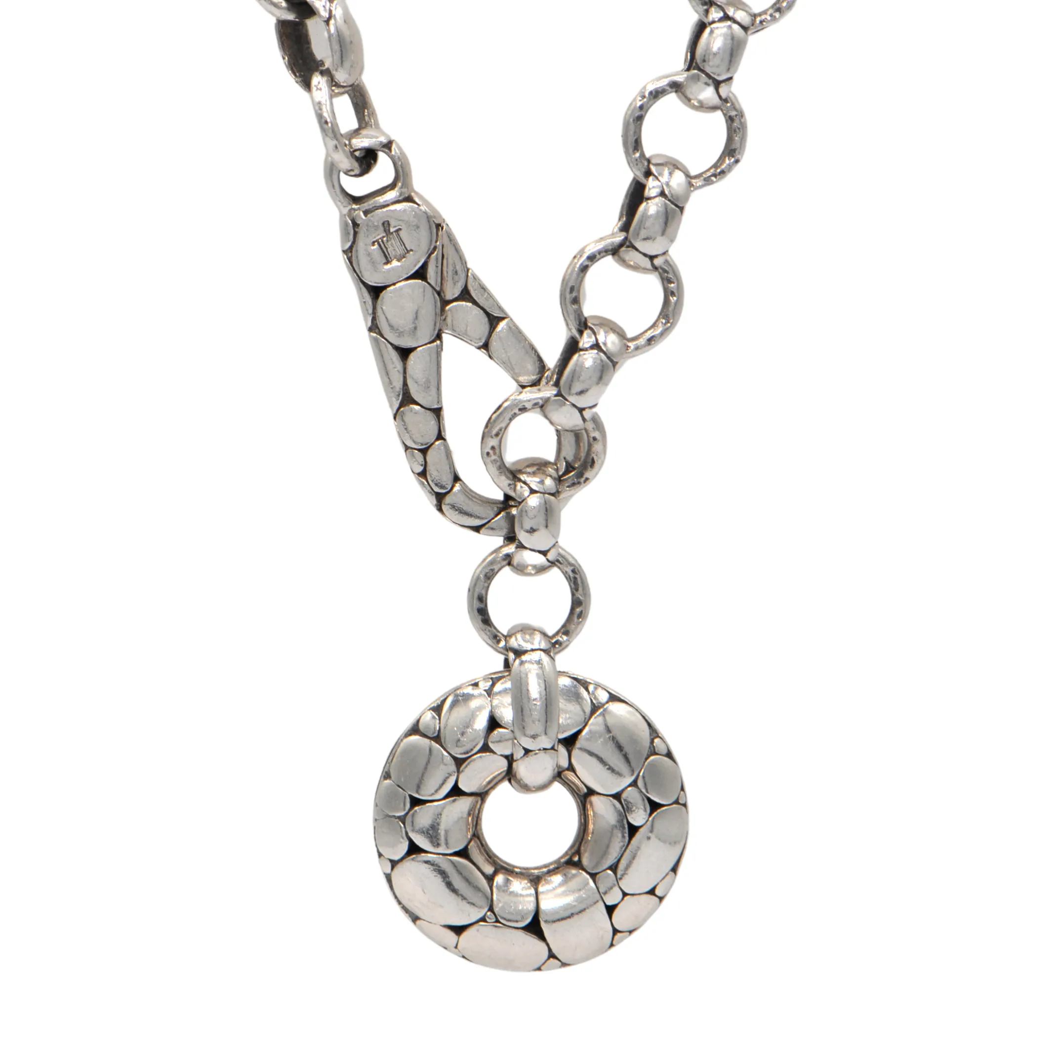 Vintage John Hardy Sterling Silver Kali Collection Pebble Link Donut Necklace