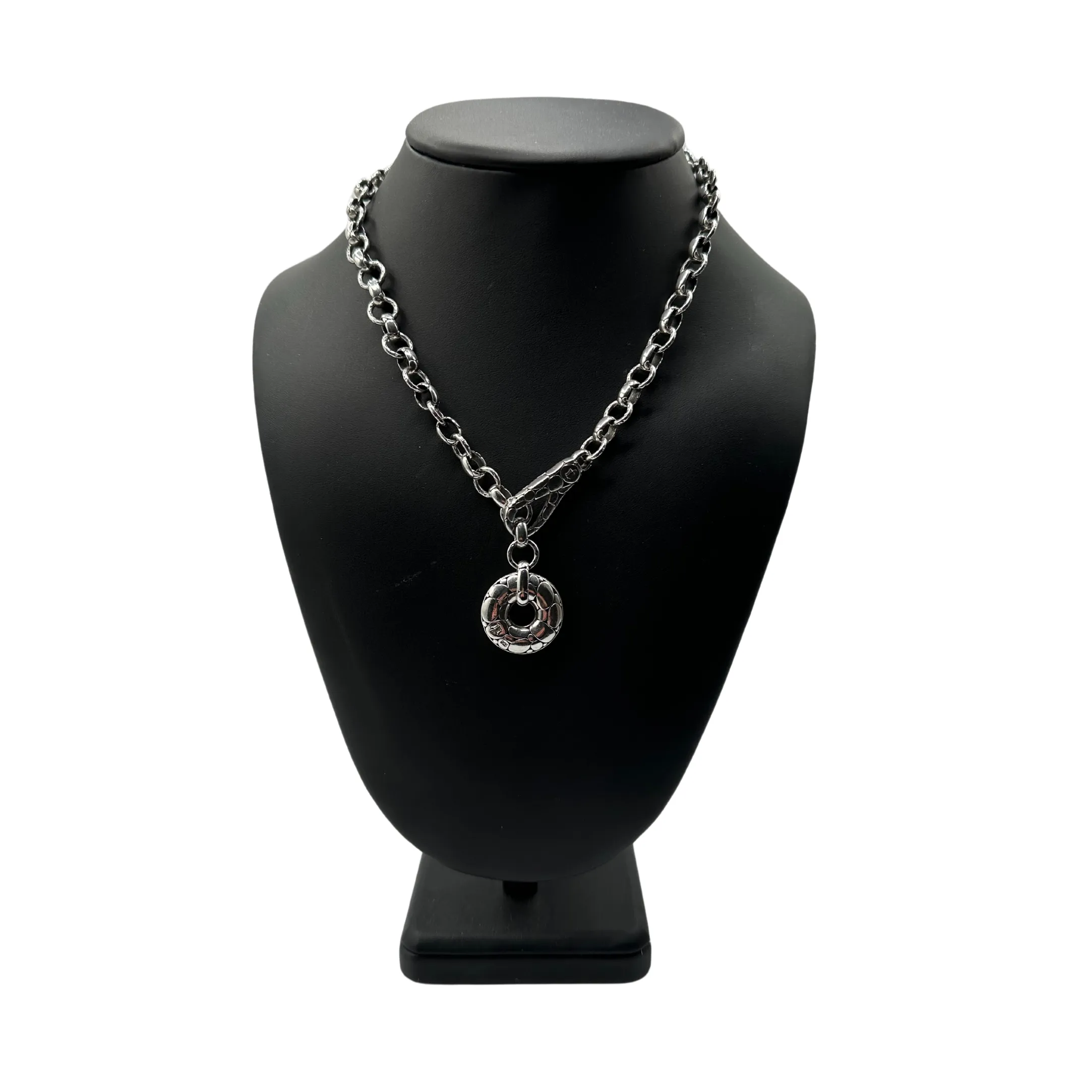 Vintage John Hardy Sterling Silver Kali Collection Pebble Link Donut Necklace