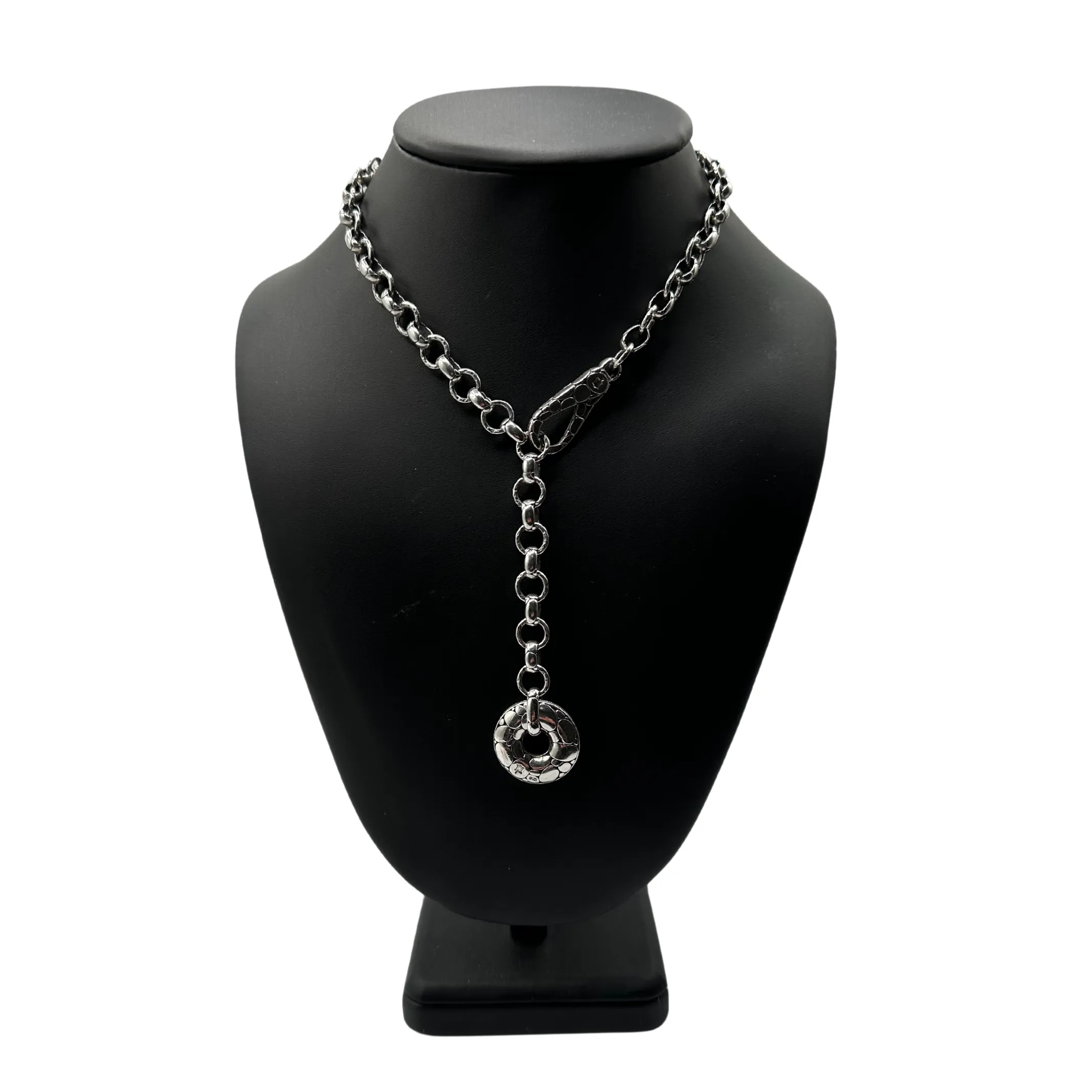 Vintage John Hardy Sterling Silver Kali Collection Pebble Link Donut Necklace