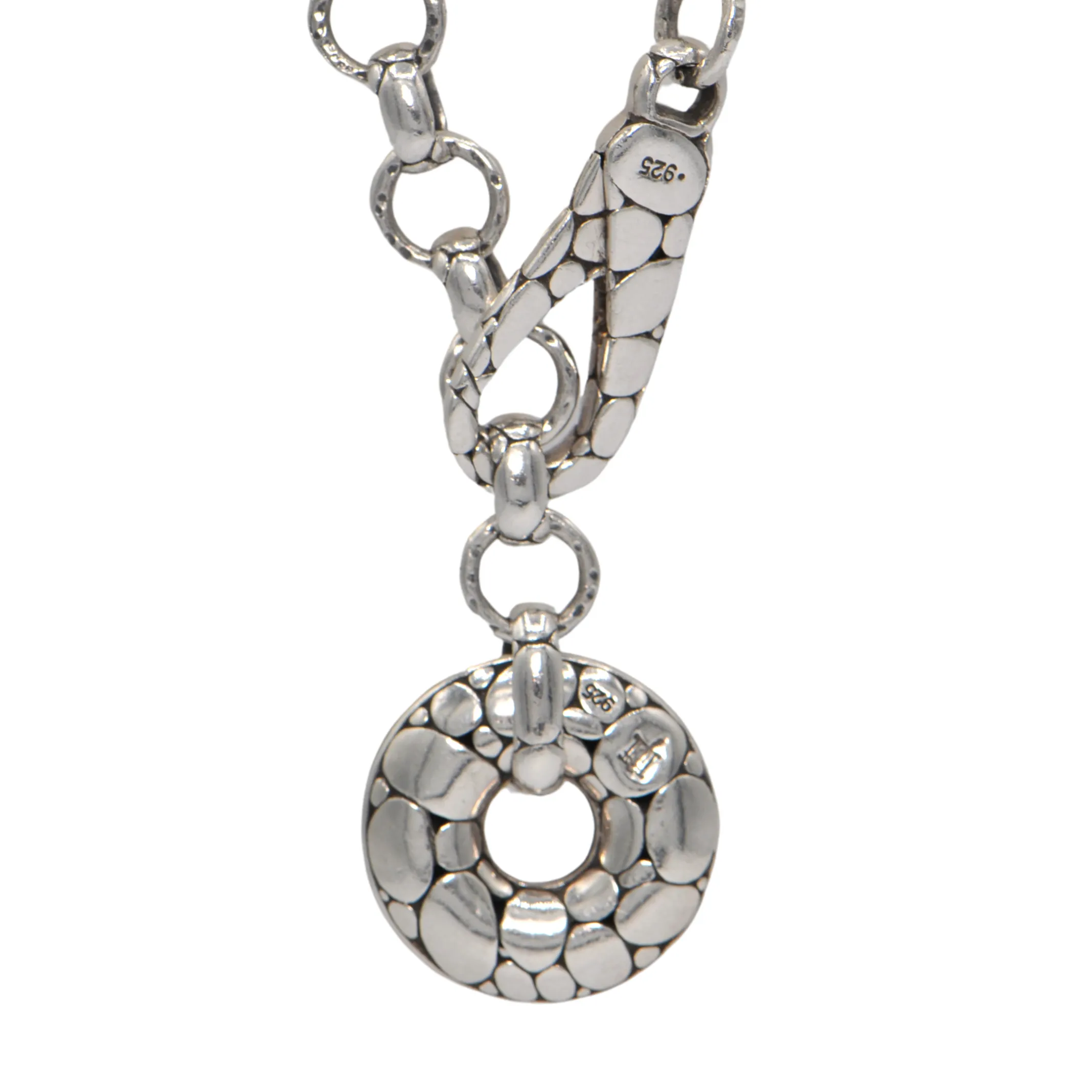 Vintage John Hardy Sterling Silver Kali Collection Pebble Link Donut Necklace