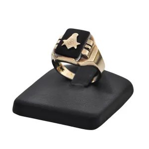 Vintage Masonic 14K Yellow Gold Onyx Signet Ring