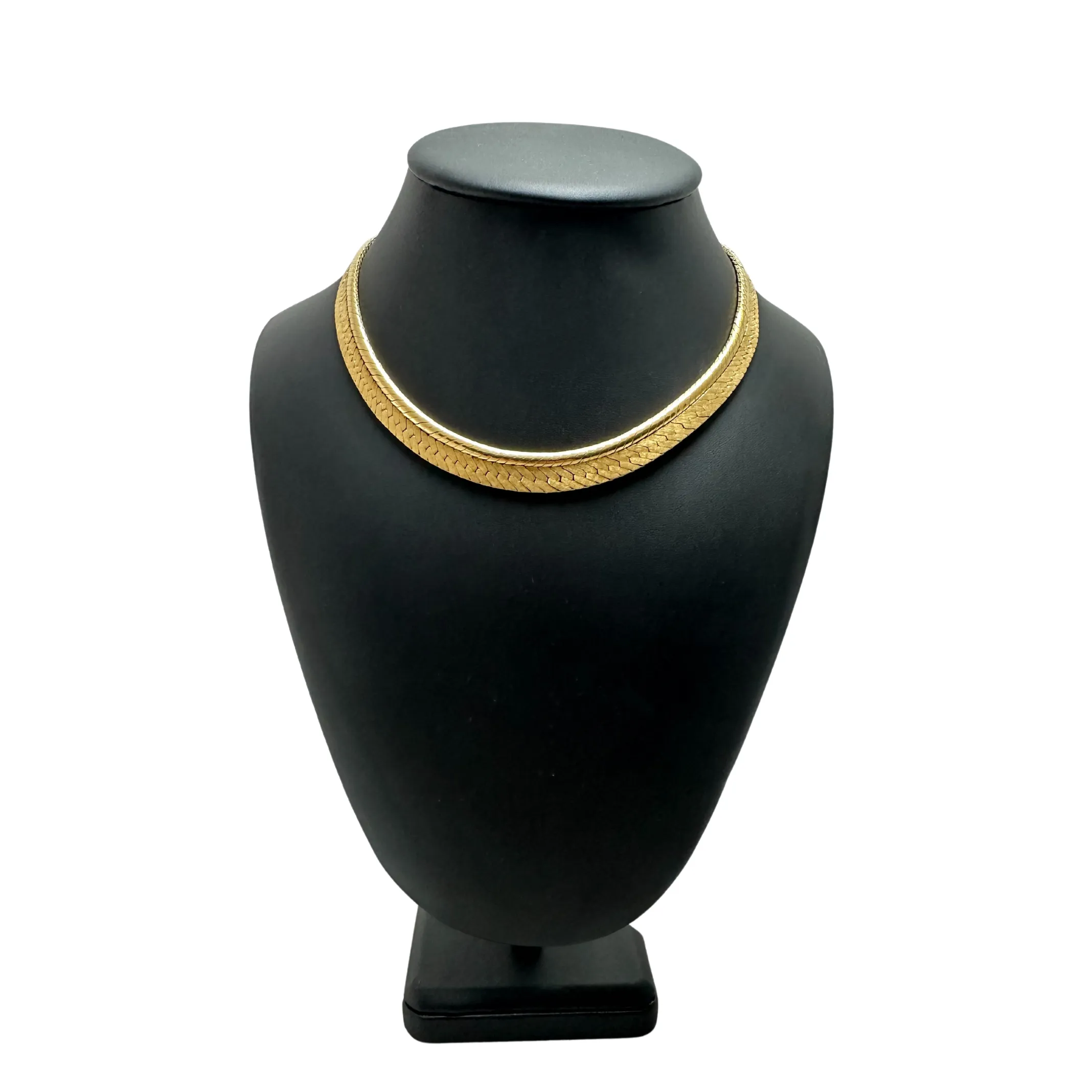 Vintage "Spitzer & Fuhrman" German Slightly Graduated 18k Gold Herringbone and Snake Link Necklace