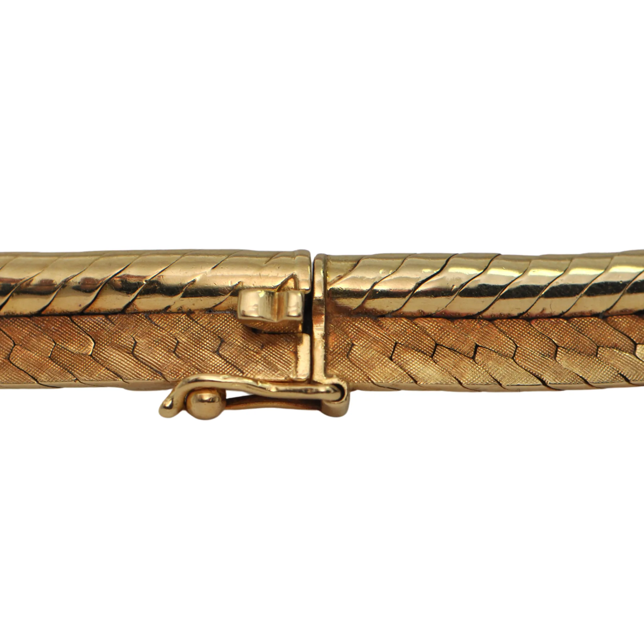 Vintage "Spitzer & Fuhrman" German Slightly Graduated 18k Gold Herringbone and Snake Link Necklace