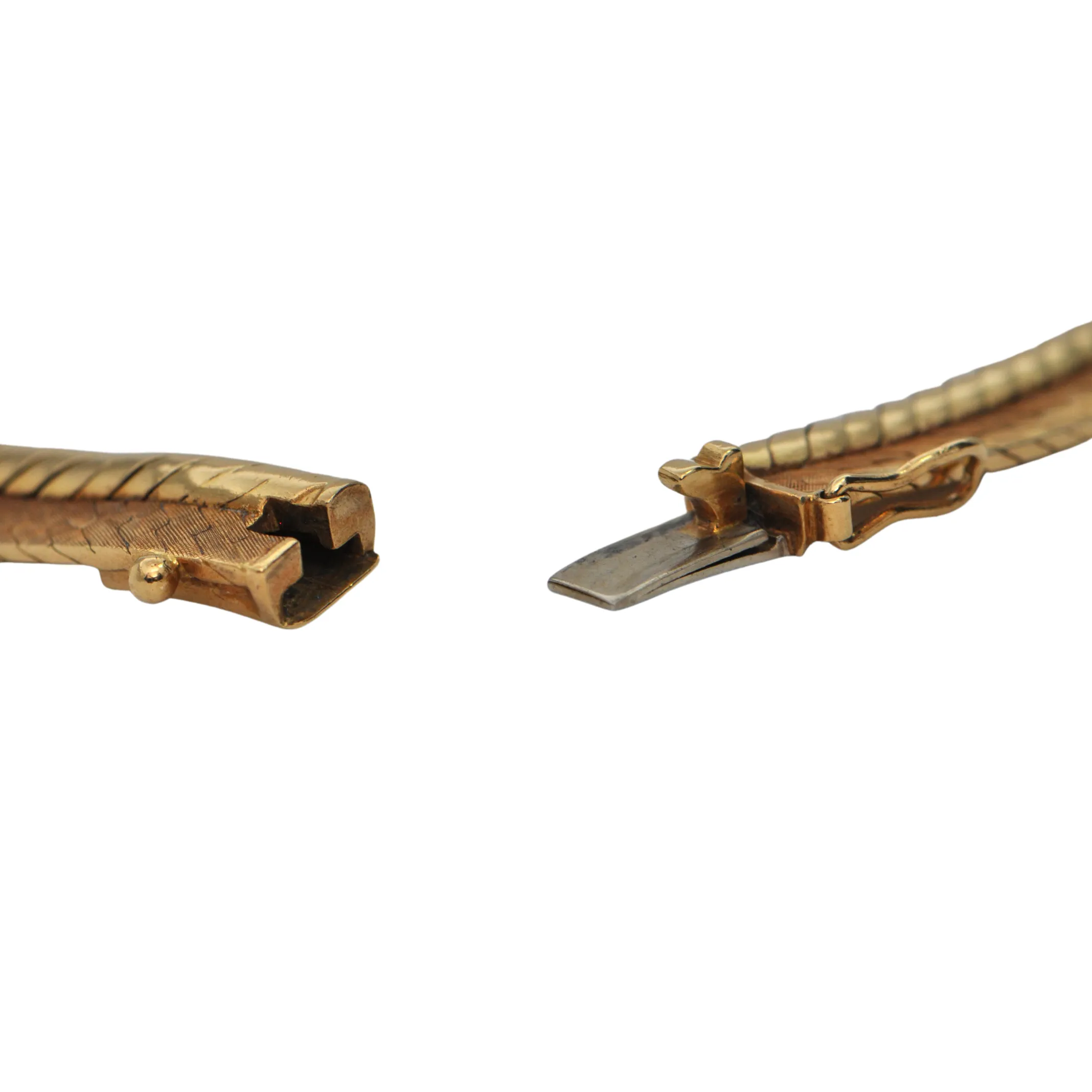 Vintage "Spitzer & Fuhrman" German Slightly Graduated 18k Gold Herringbone and Snake Link Necklace