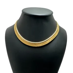 Vintage "Spitzer & Fuhrman" German Slightly Graduated 18k Gold Herringbone and Snake Link Necklace