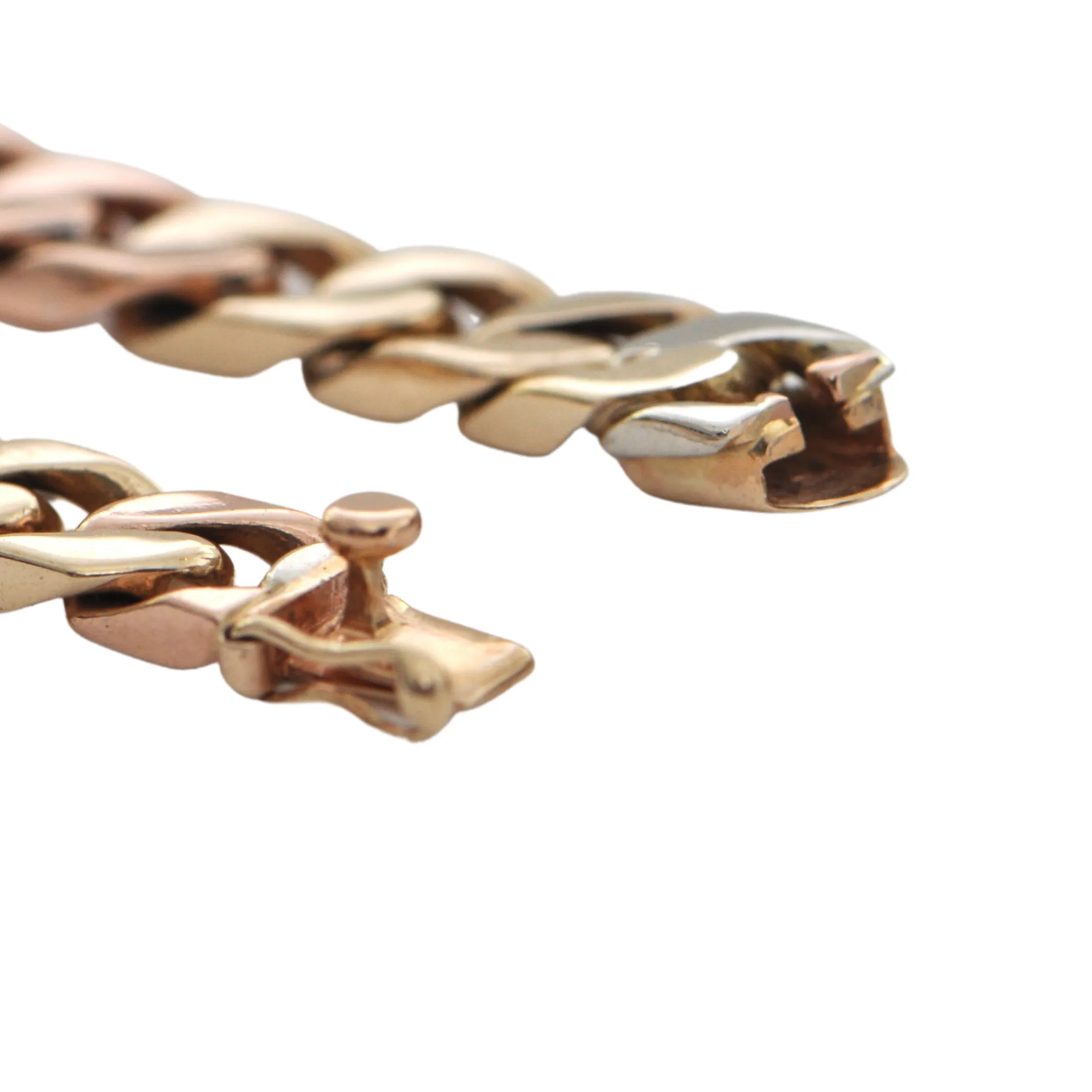 Vintage Solid 18k Three-Tone Curb Link Necklace