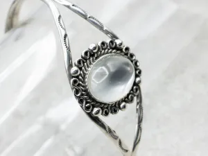 Vintage South West Style Moonstone Sterling Silver Cuff Bracelet