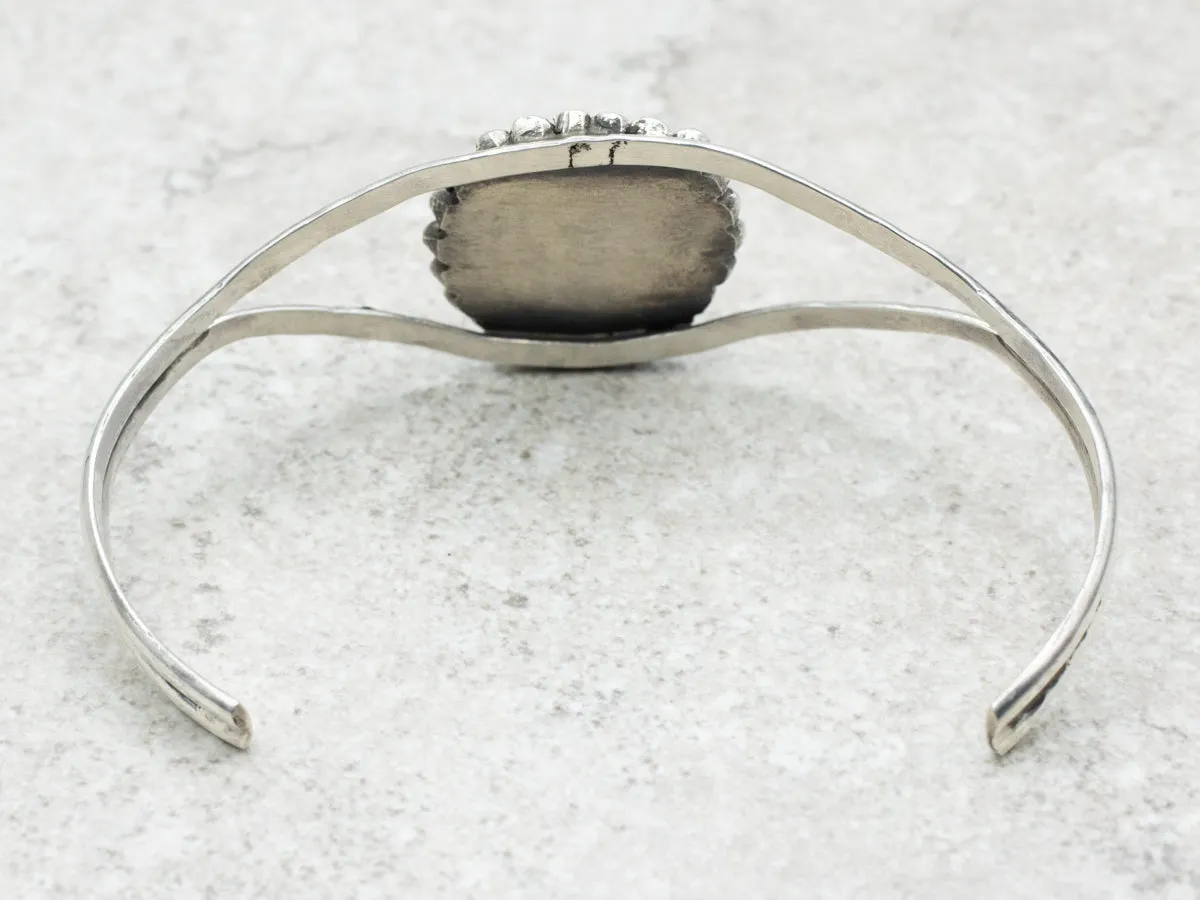Vintage South West Style Moonstone Sterling Silver Cuff Bracelet