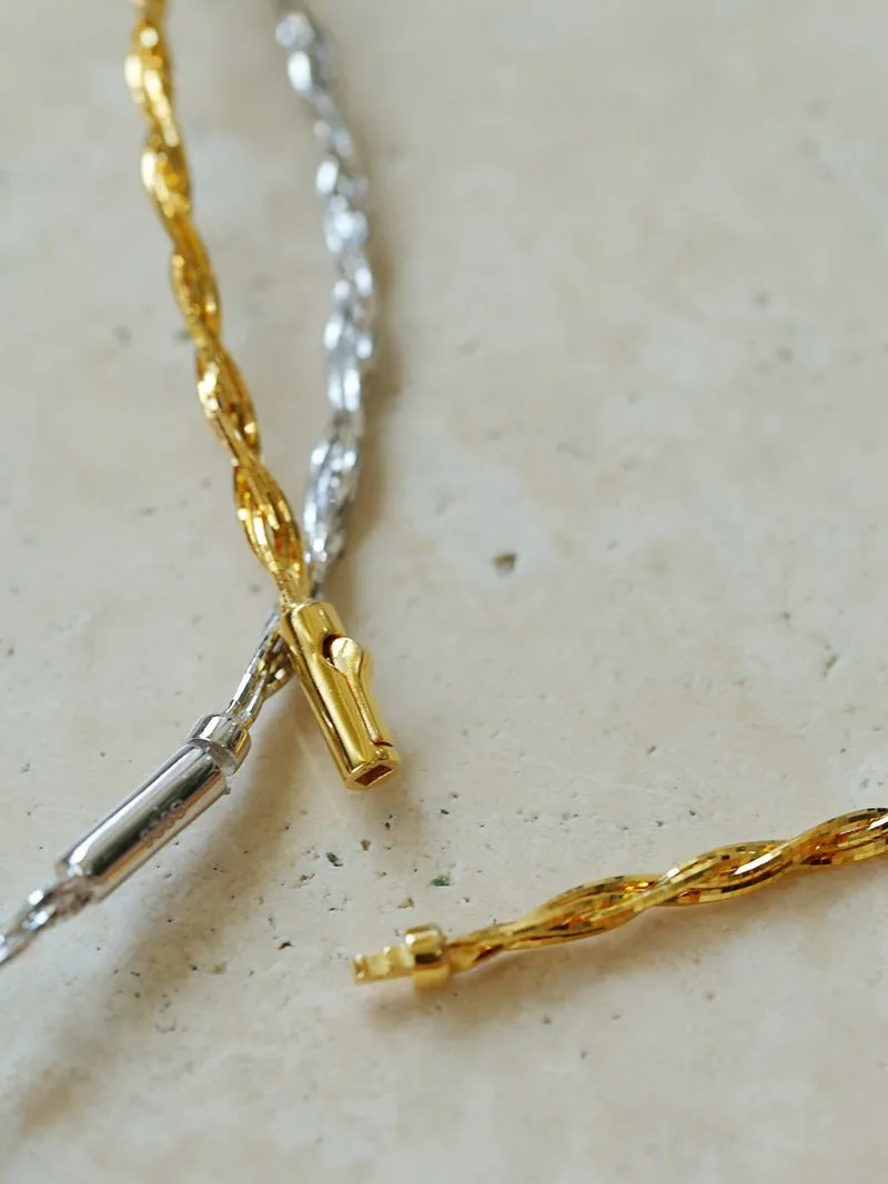 Vintage Twisted Choker Necklace with CZ Barrel Bead ??18K Gold Vermeil